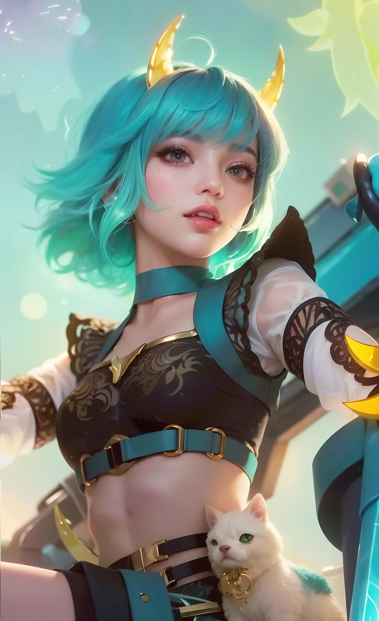 (8k, RAW photo, photorealistic:1.25) ,( lipgloss, eyelashes, gloss-face, glossy skin, best quality, ultra highres, depth of field, chromatic aberration, caustics, Broad lighting, natural shading,) looking at viewer with a serene and goddess-like happiness