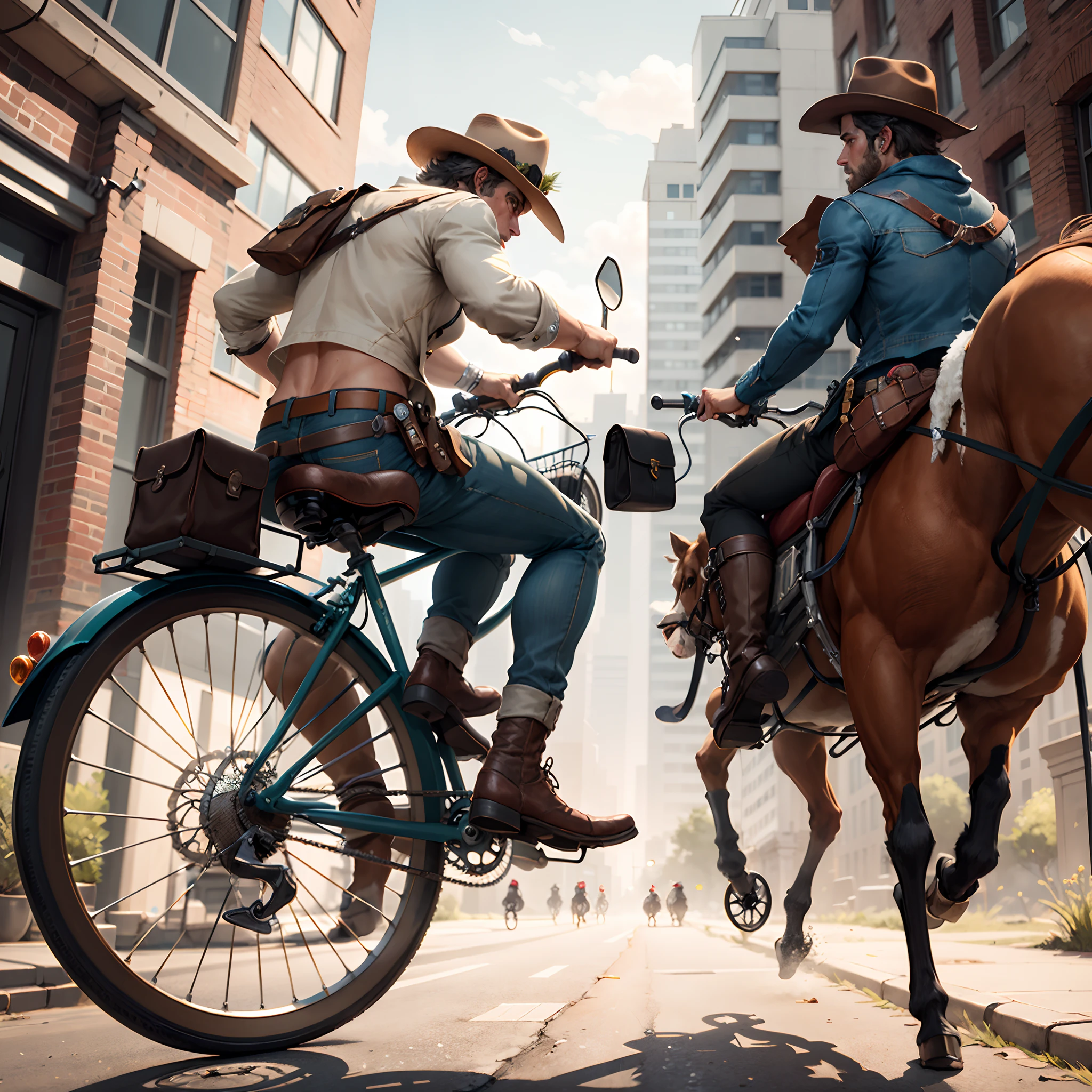 Arthur Morgan riding penny farthing