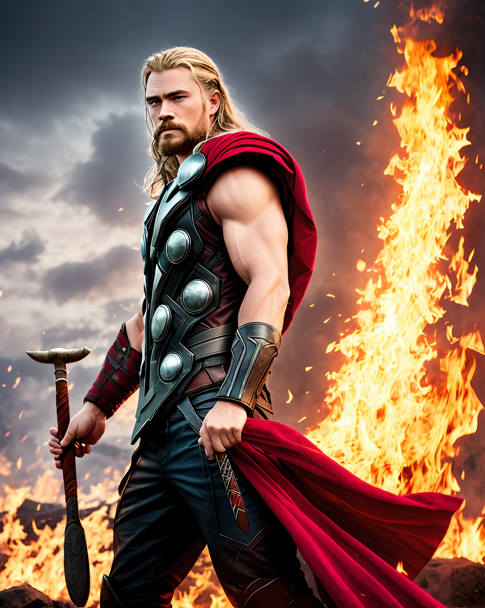 Schmied, Thor, Hephaestos, Amboss, Muskeln, Funken, Feuer, Schmiede, Hammer, lange Haare