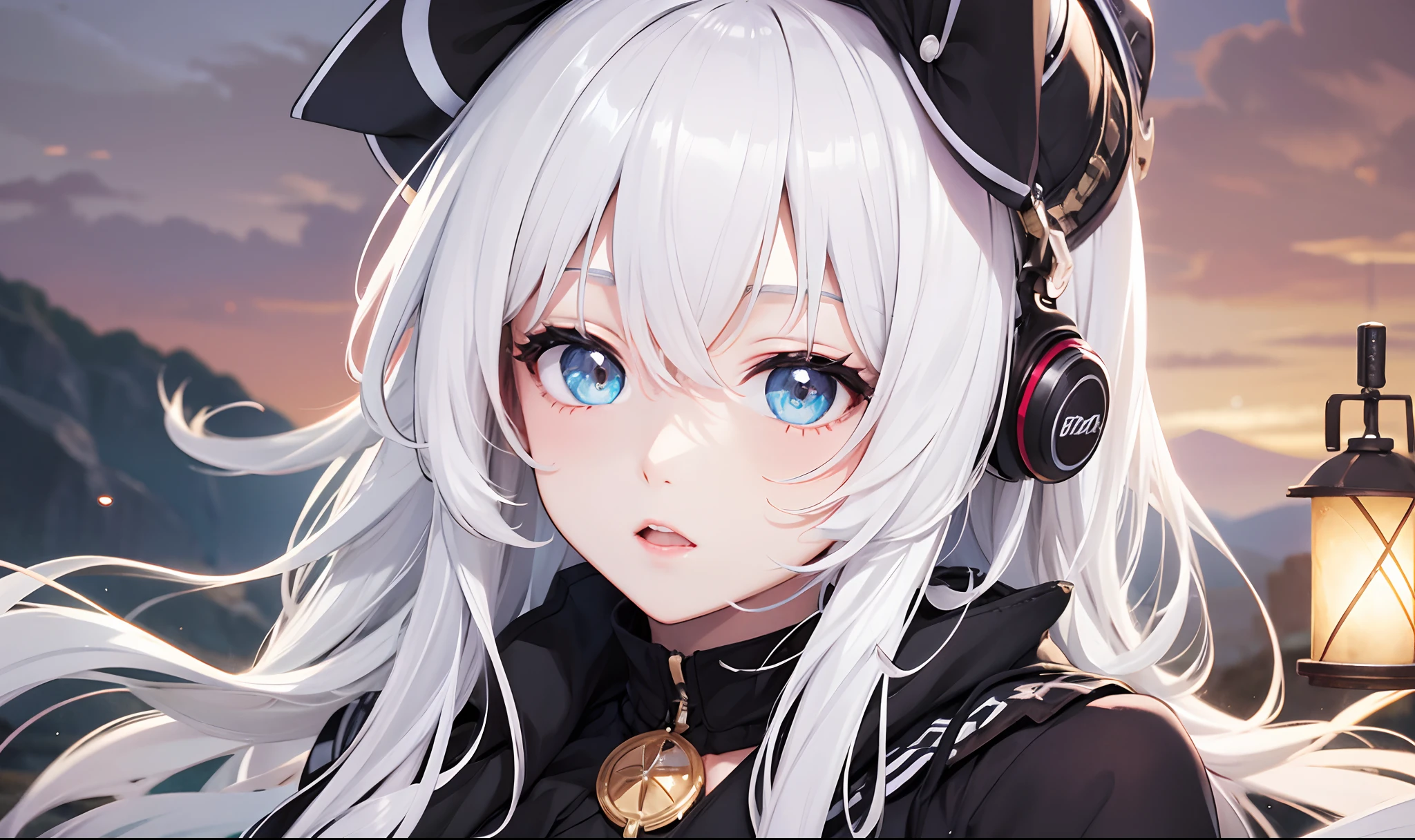 1 girl, anime , hd, white hair, hill, --auto --s2