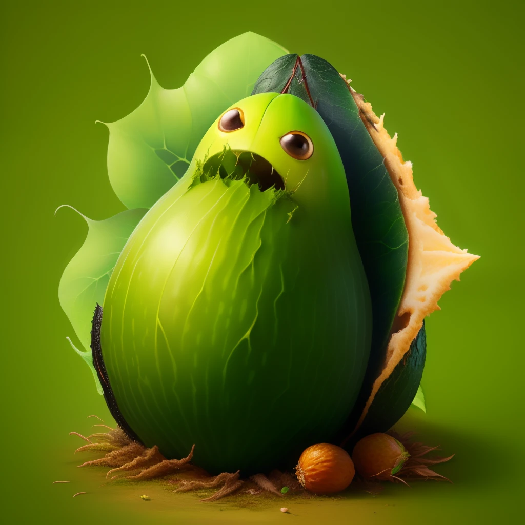 Animated avocado infected with fungus that is killing it and causing it to die