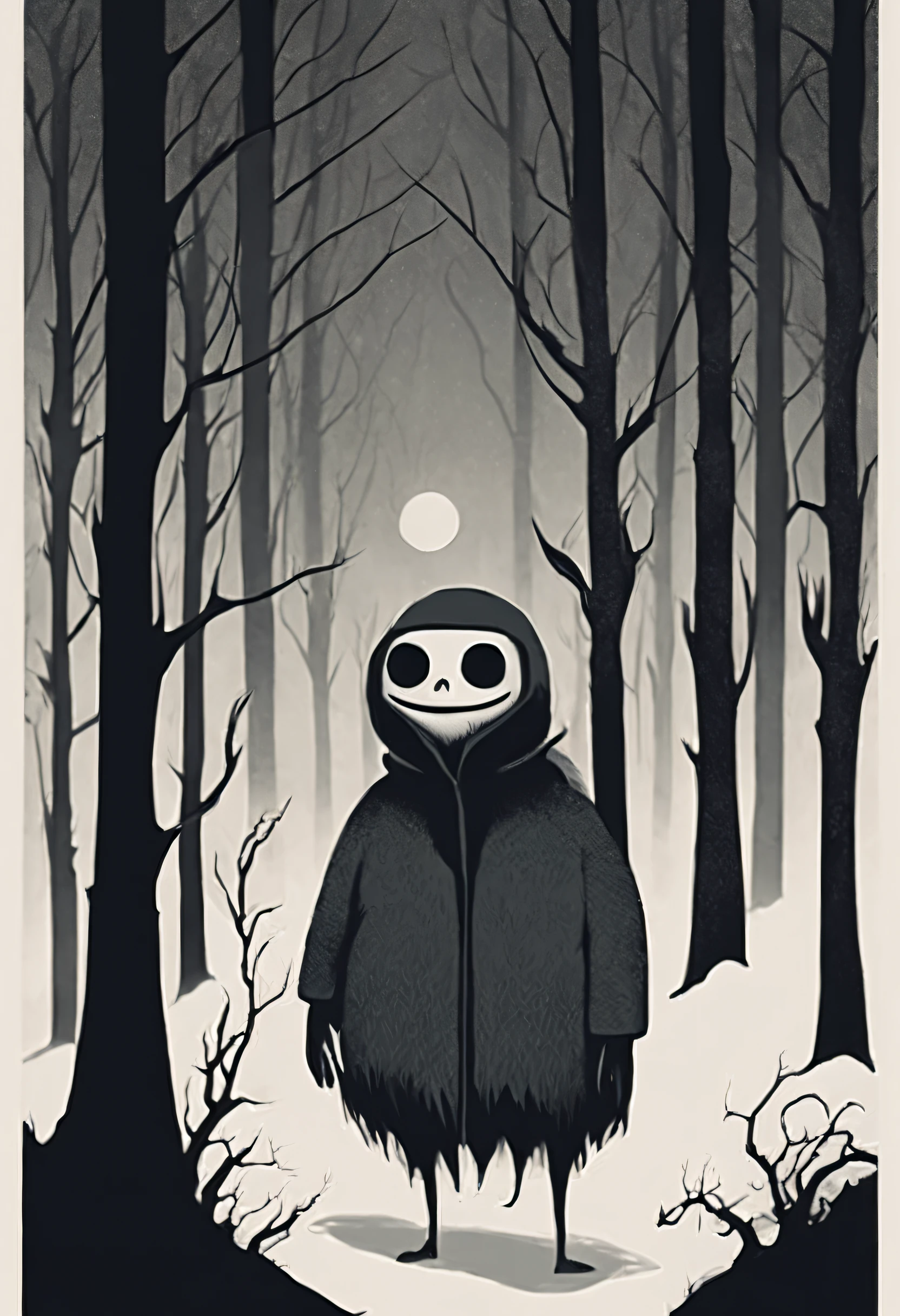 abominable snowman, Tim Burton style, quirky, dark yet whimsical, exaggerated features, long limbs, melancholic eyes, eerie atmosphere, snowy landscape, twisted trees, moonlit night, shadowy contrasts, gothic influence, playful darkness, high-contrast lighting, fantastical elements, dark color palette, exaggerated proportions, bizarre and whimsical, lonely yet intriguing, mysterious aura, soft snow textures, dark and heavy shadows, stylized and expressive, peculiar yet endearing, stark and impactful visual language, creative and unique design, macabre and delightful, intricate and thoughtful details, spooky and charming, angular and curvy designs interplay, expressive and emotive facial expressions, subtle desaturation with pops of color, imaginative and captivating, subtle storytelling through environment, q 2, version 4, emotional depth, captivating visual narrative, innovative and inspiring, immersive and enchanting atmosphere, emotionally resonant, strong character presence, compelling and memorable visual, cinematic and theatrical vibe, narrative-driven composition, emotionally engaging and visually stunning. ,
