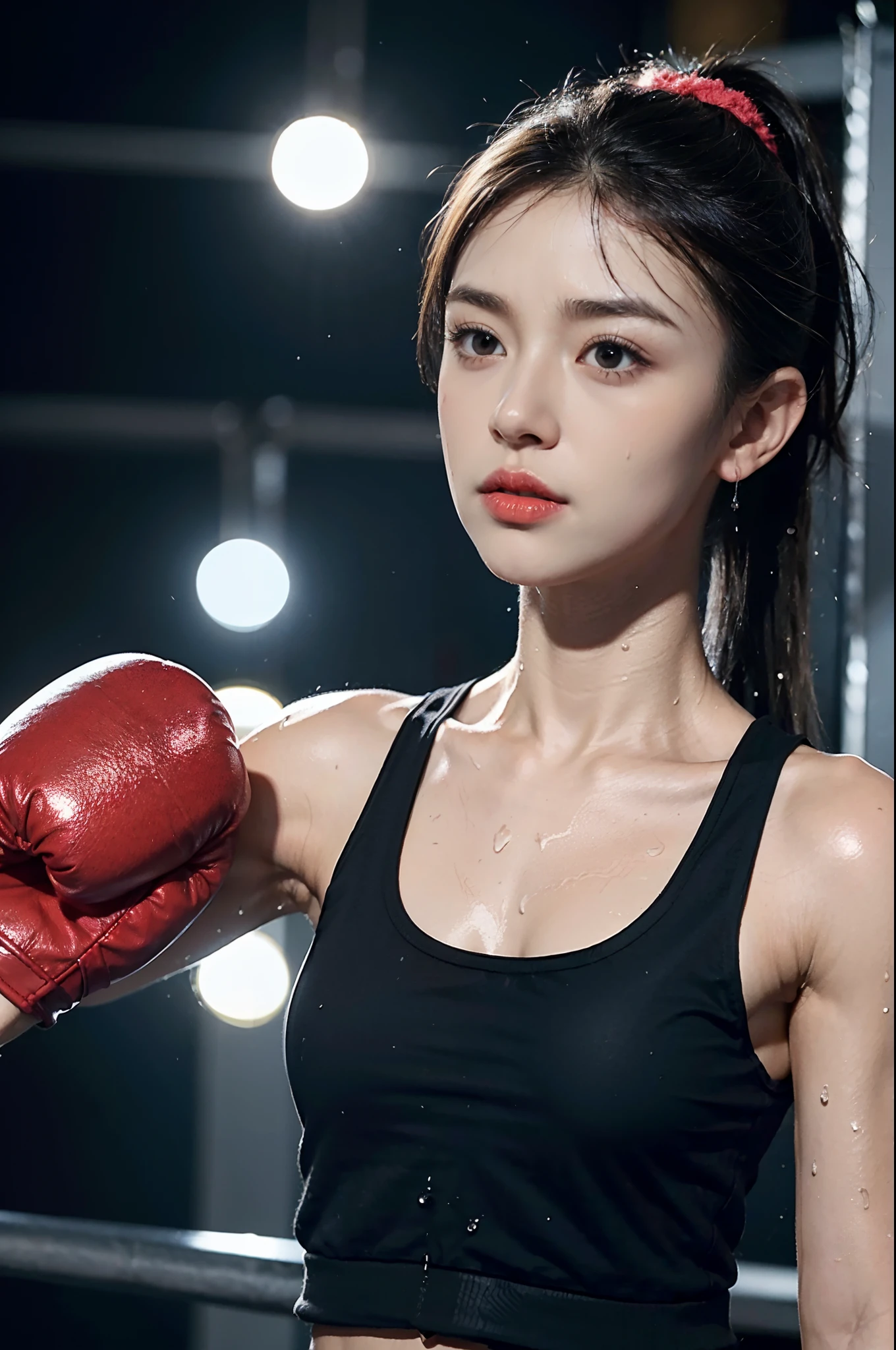 Chinese female table tennis players,18-year-old beauty,Fair skin,Charming,beauty,The competition is intense and exciting,Olympic Games finals as background