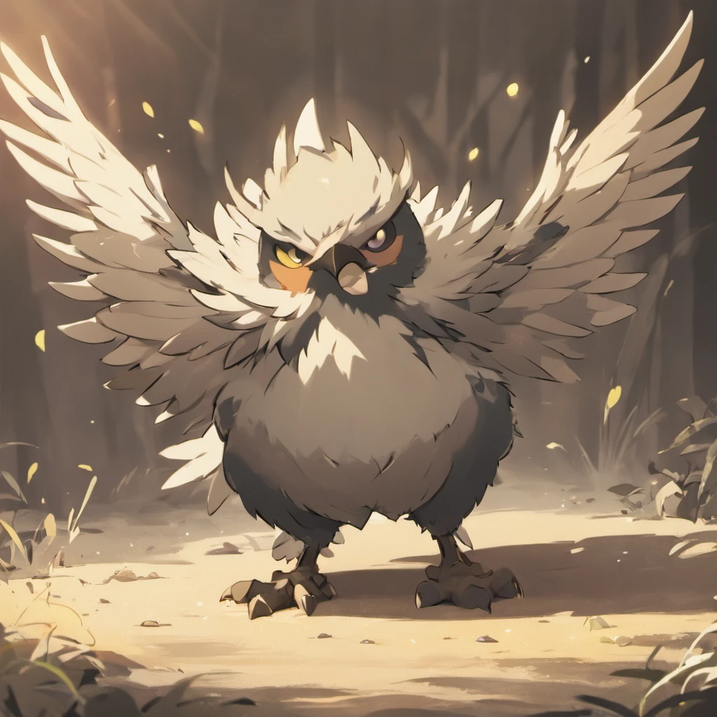 ultra-detailed, masterpiece, masterwork, high quality, best quality, hdr, (nature, japanese style), nsfw, male, solo, avian, chibi, (nude), (white little body crow), (long silver hair, beak, detailed yellow eyes, tsurime), horn, dynamic angle, (micropenis, foreskin, perfect balls), Hands and wings in one piece, cross your arms