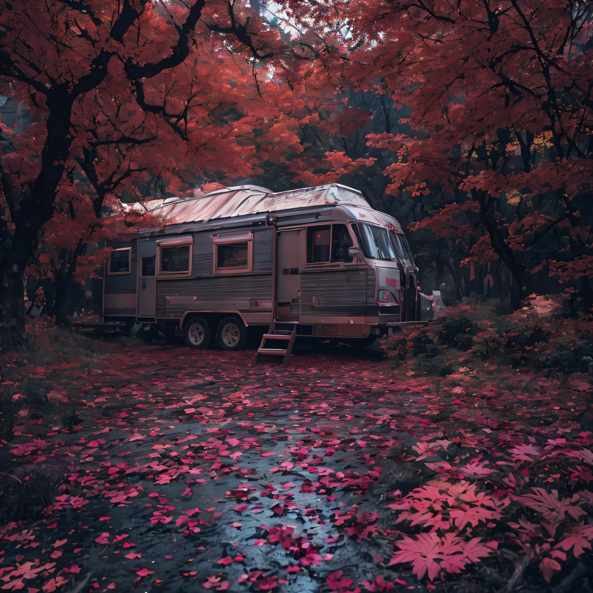 RV 32K(tmasterpiece,k hd,hyper HD,NSFW)Flowing short hair,Back room pond camping base,zydink,deep in the night, RV, Camping base(abstract ink splash:1.2), Rainstorm background,Camping lights(realisticlying:1.4),Fallen leaves flutter,The background is pure, A high resolution, Detai National Natural Science Foundation, RAW photogr NSFW, Sharp Re, Nikon D850 Film Stock Photo by Jefferies Lee 4 Kodak Portra 400 Camera F1.6 shots, Rich colors, ultra-realistic vivid textures, Dramatic lighting, Unreal Engine Art Station Trend, cinestir 800,RV