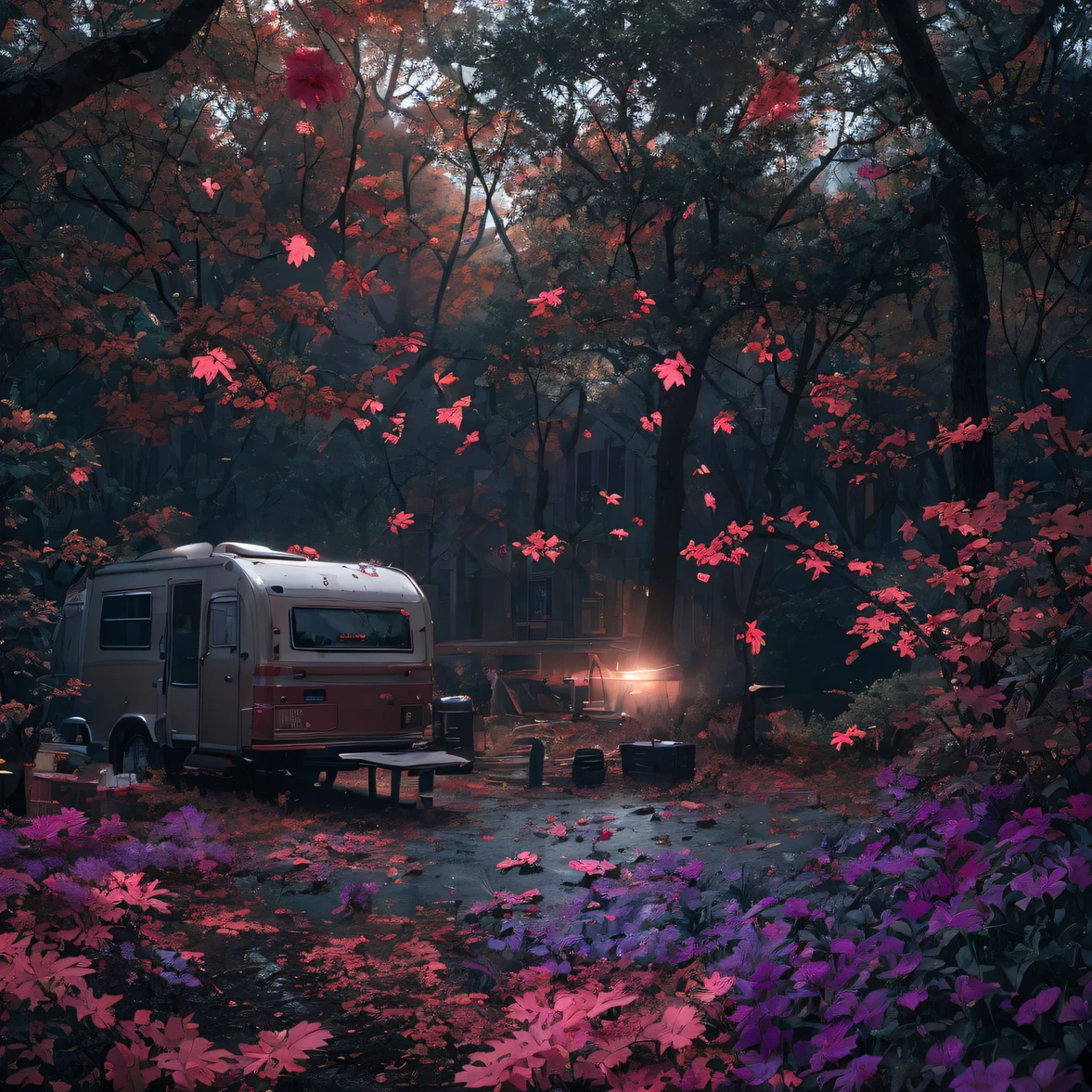 RV 32K(tmasterpiece,k hd,hyper HD,NSFW)Flowing short hair,Back room pond camping base,zydink,deep in the night, RV, Camping base(abstract ink splash:1.2), Rainstorm background,Camping lights(realisticlying:1.4),Fallen leaves flutter,The background is pure, A high resolution, Detai National Natural Science Foundation, RAW photogr NSFW, Sharp Re, Nikon D850 Film Stock Photo by Jefferies Lee 4 Kodak Portra 400 Camera F1.6 shots, Rich colors, ultra-realistic vivid textures, Dramatic lighting, Unreal Engine Art Station Trend, cinestir 800,RV