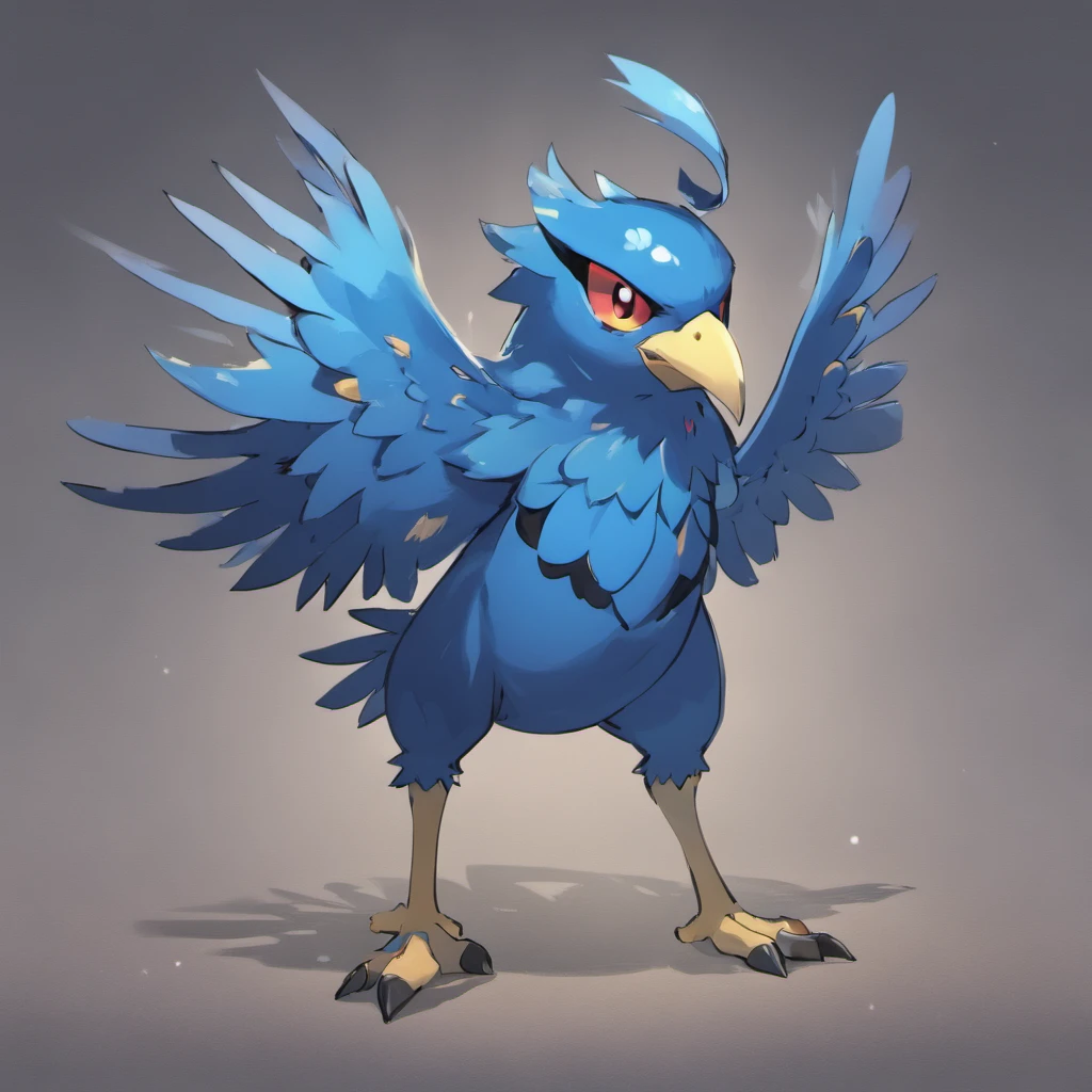 A Digimon Monster Bird, Coruja gigante, Corvo gigante, Asteca, Maia, lua, Luar, monstro com pela asteca, marcas maia nas penas, "escuro e sombrio","Cidade abandonada", "metal enferrujado",ruas vazias,grafite desbotado,"eerie silence",(melhor qualidade,4k,Altos:1.2),ultra-detalhado,post apocalyptic,Monochromatic blue color palette=tons suaves, harsh lighting