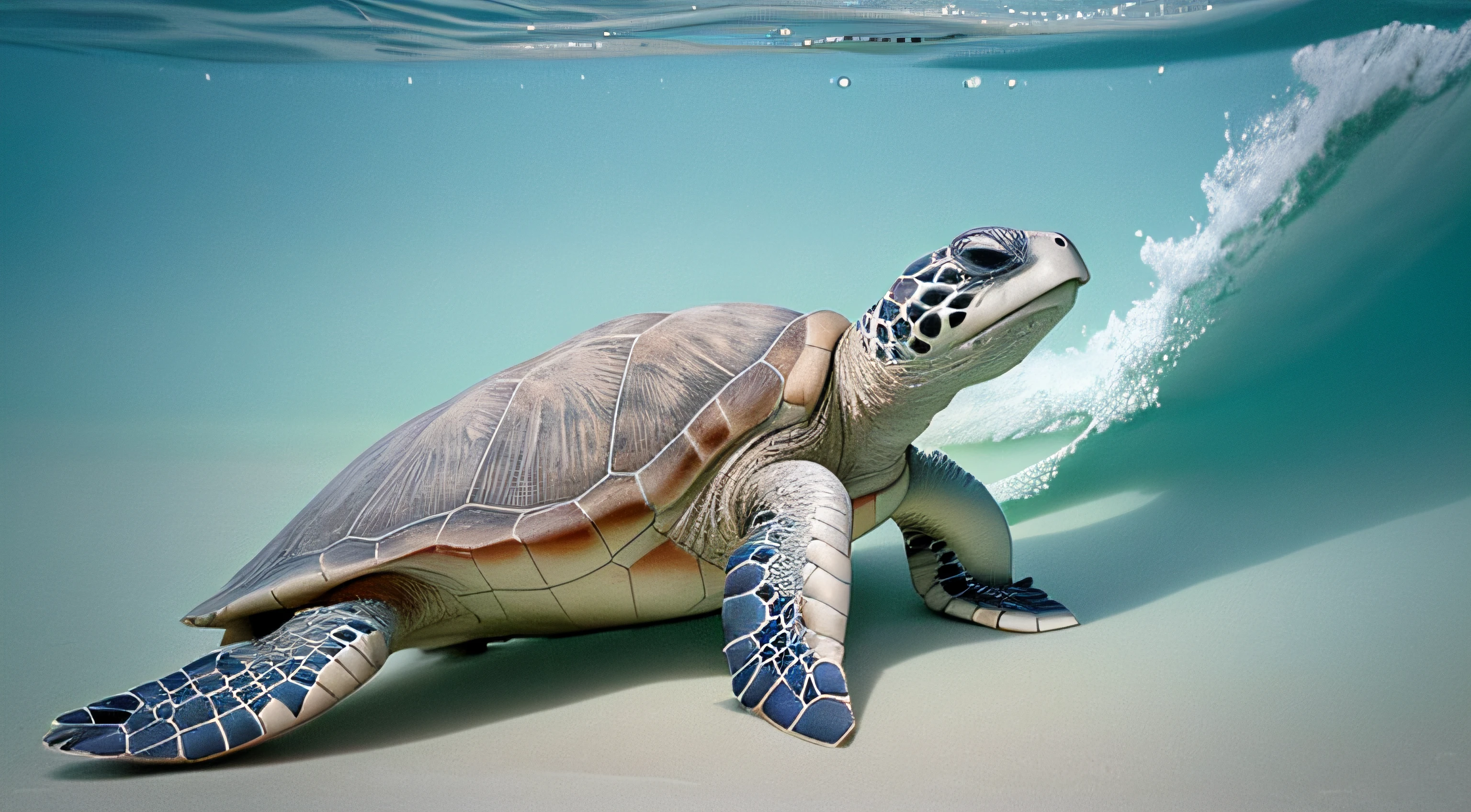 Hello, cute little sea turtle. He's been gliding through the currents all day, and now it's time to close his eyes. Let's say goodnight to the turtle and wish him sweet dreams.