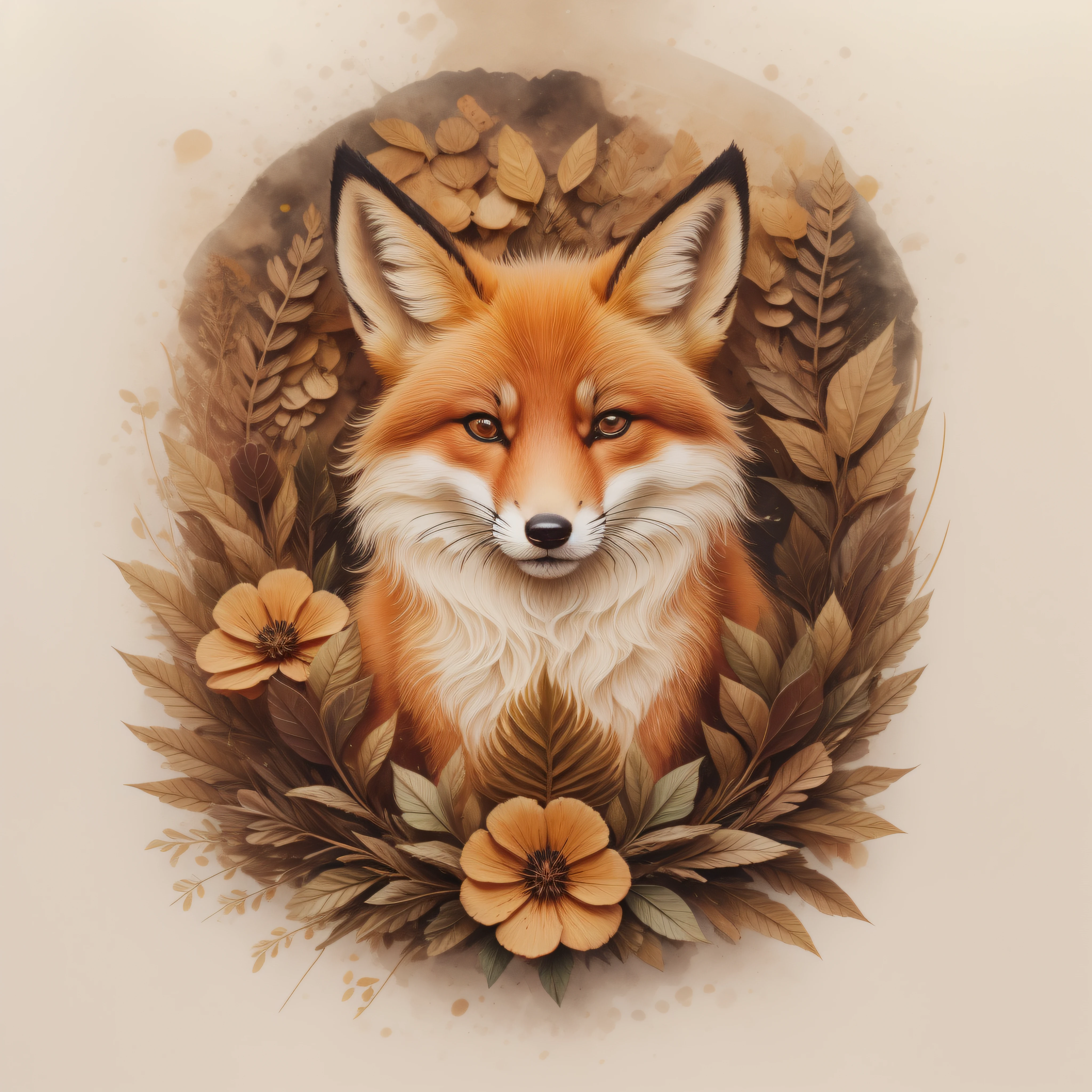 There's a fox sleeping on a pile of leaves and mushrooms, Zorro caprichoso, ethereal fox, por Jeka Kemp, Beautiful autumn spirit, autumn, Illustration of fox ears, por Andrée Ruellan, Zorros, Lindo zorro, por Caroline Chariot-Dayez, Animal Zorro, Teniente Zofia Stryjenska, El encantador zorro peludo, Una hermosa dama zorro, Inspirado en Nicoletta Ceccoli