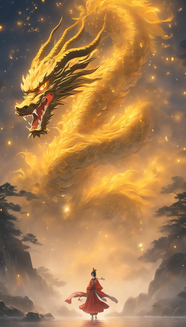 unmanned , Outdoors , Night , dream ,( heavy fog :1.4), Round Moon , mont , River , Golden branches , skyporn , Gold decoration ,
( minimalism :1.4), Chinese Classical Art , Yellow dragon climbs mountain , Cinematic poster , Minimalist background ,。.。.3D, Clean screen ,
Best Quality , Perfect Lighting , masutepiece , offcial art ,8K, Wolpal
Huge file size , hugefilesize , super detailed , OC Renderer ,
Symmetrical Shopping , happy new year 2024