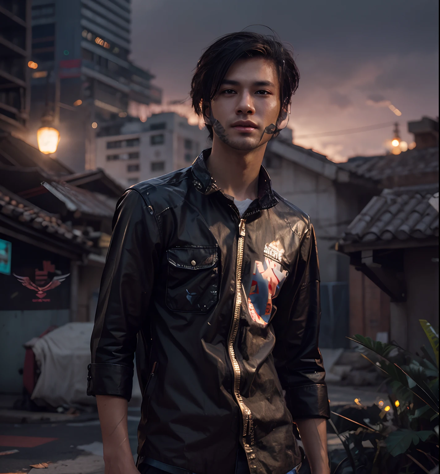 Cheng background cyberpunk handsome boy, realistic face 8k, ultra realistic cute face