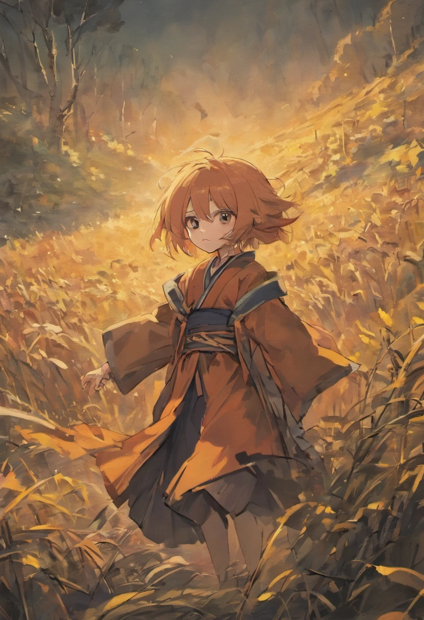 During the Spring and Autumn and Warring States periods, the people were in hardship，There were complaints everywhere，Barren farmland，The back of a group of peasants dressed in rags，ink wash style