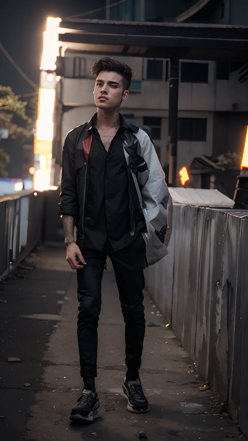 Change background cyberpunk handsome boy, realistic, face, 8k, ultra realistic,