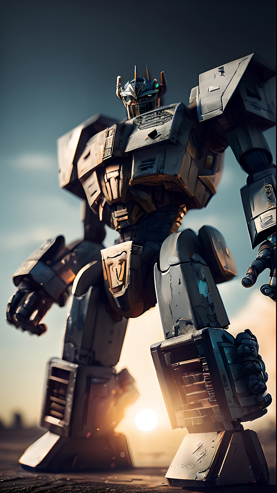 Transformers, Roboter, besteht aus einem Auto, gigantisch, fotorealistisch, ultra Details, natural lightting, heller Hintergrund, Foto, Studiobeleuchtung Kinoaufnahme + dynamische Komposition, unglaublich detailliert, sharpen, Details + komplizierte Details + professionelle Beleuchtung, Filmbeleuchtung + 24mm + anamorphotisch + Lightroom + Kinematografie + Bokeh + Lens Flare + filmgrain