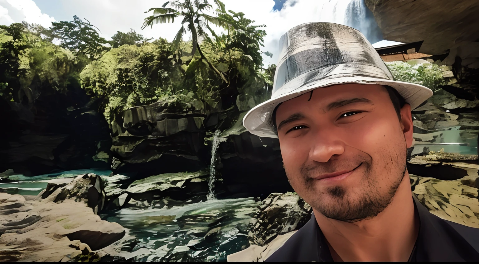 One of them has, Standing in front of a waterfall, next to a waterfall, Standing at the waterfall, Waterfalls in the background, Standing in front of a waterfall, In a cave with a waterfall, Waterfall in the background, Post on Reddit, with waterfalls, with waterfalls, vacation photo, Waterfall in the background, Tyler West, bali, Standing in a waterfall