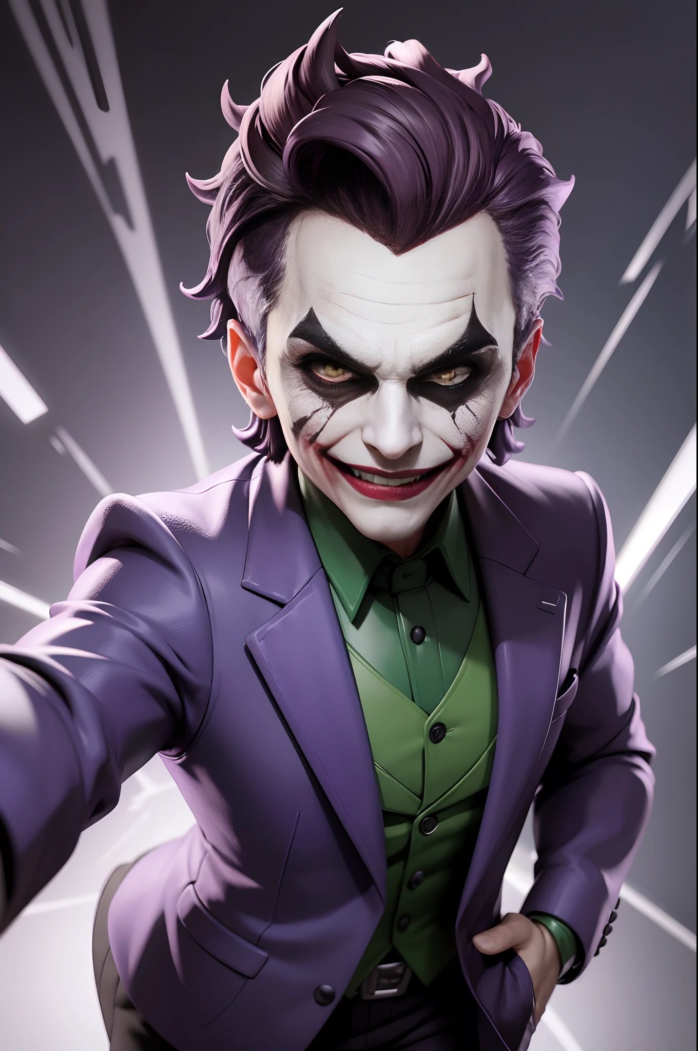 Portrait of the Joker, the rival of Betman, traditional figure of comics. Highly detailed, chibi action figure