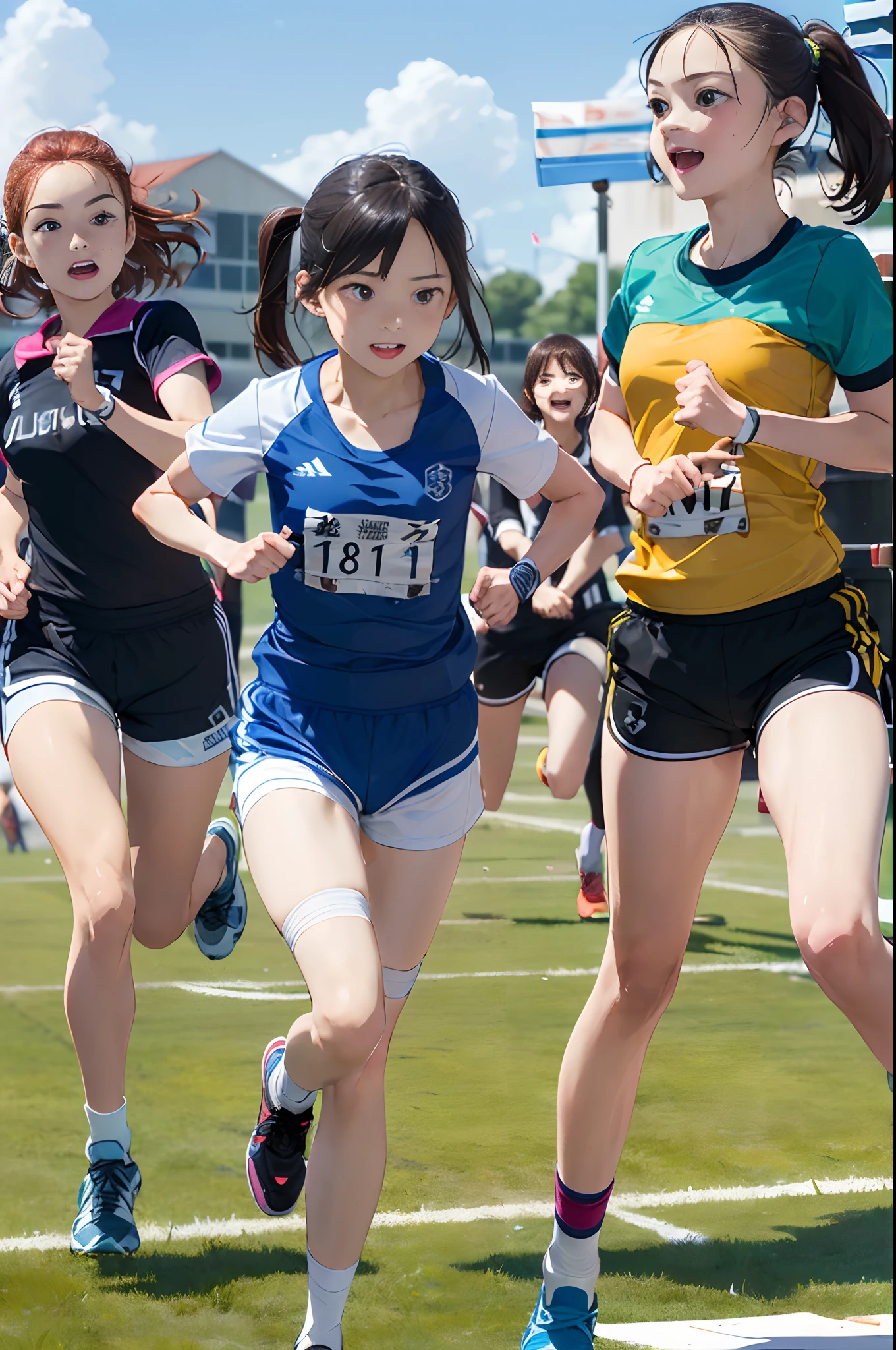 （（（Browsing Caution）））.（（１０Old Japanese））、（（Japanese））、（（））、（（child））、 Muscular physiVivid depiction, Sprint to the finish line，Soaking wet，4K resolution. The stadium was full of cheering spectators.....,Detailed Background，32K Ultra HD, highest quality, masterpiece, Very detailed, Advanced Details、（（naked））