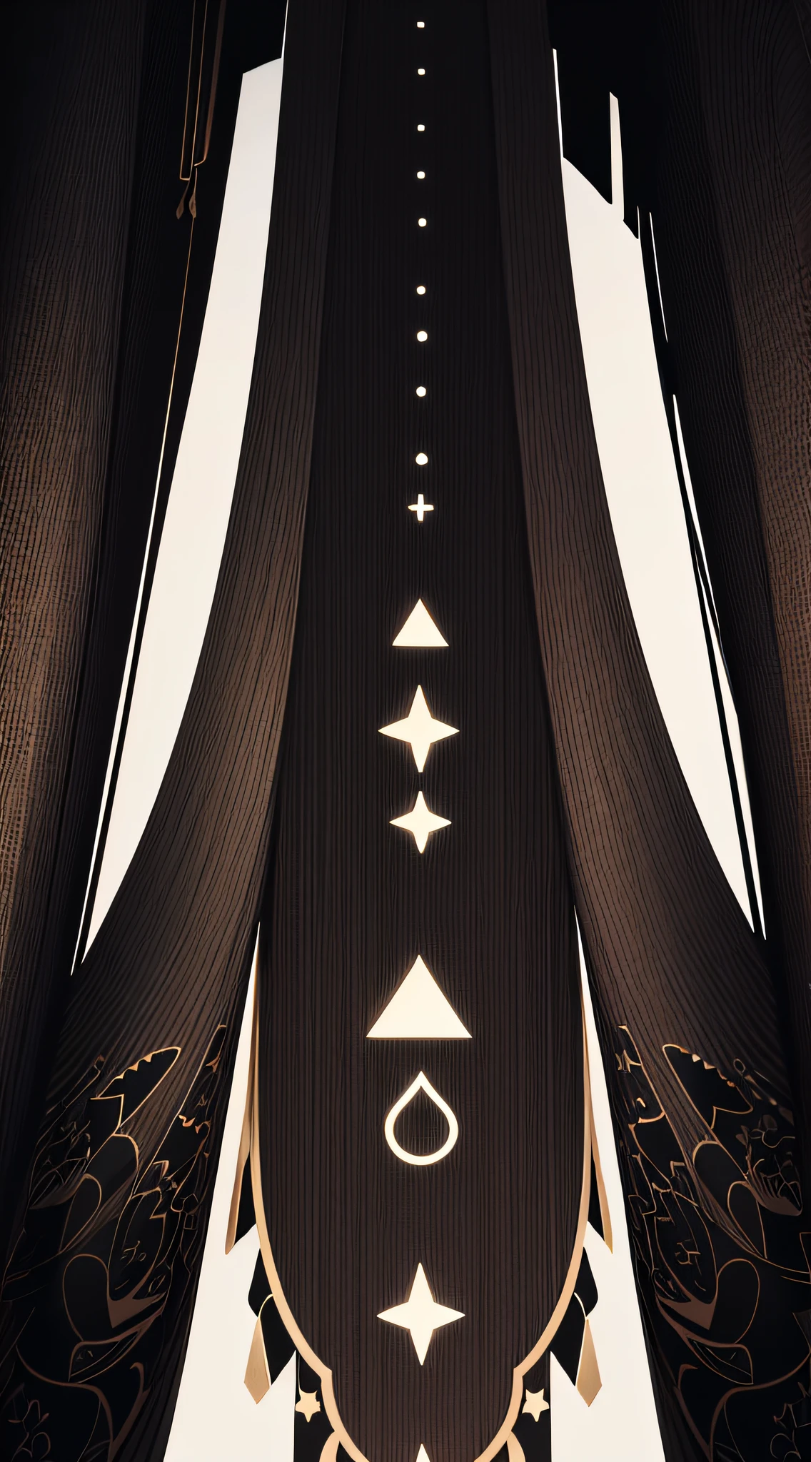 Black background, vertical, mysterious symbols, patterns