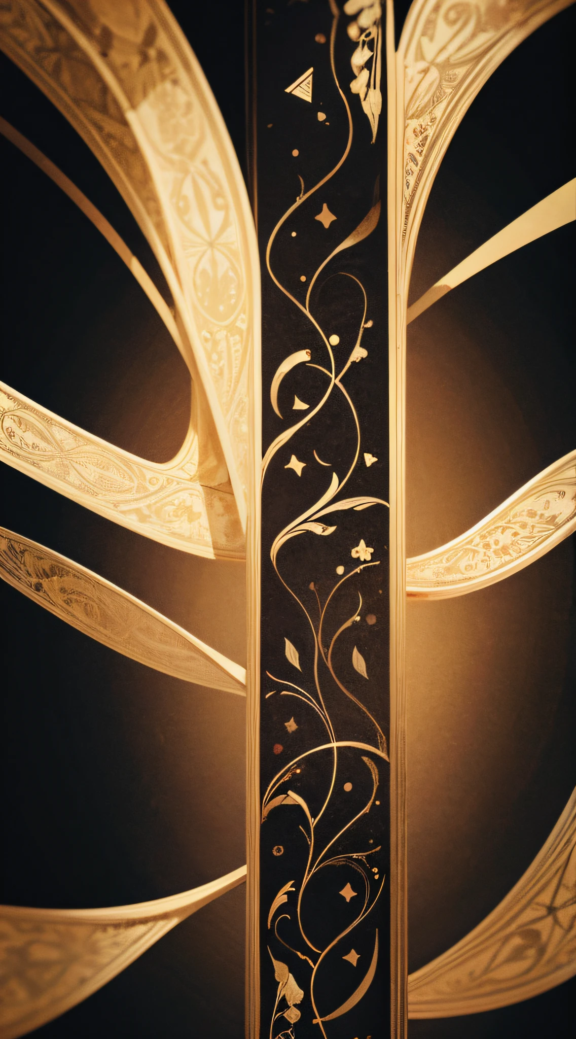 Black background, vertically, mysterious symbols, Patterns