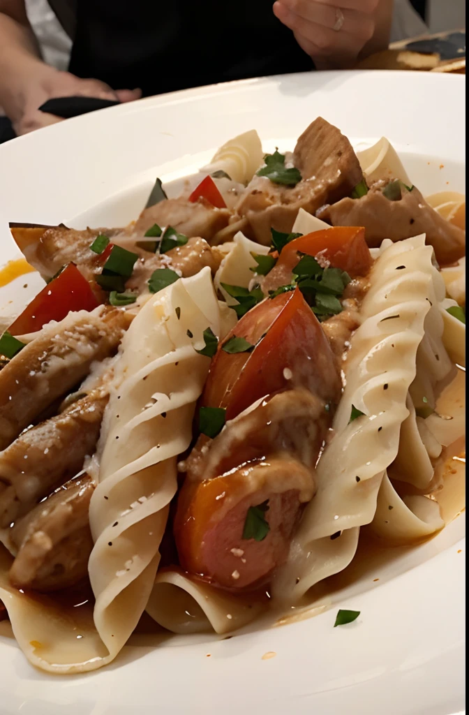 a plate of steaming pasta, instead of pasta there are nails, seasoned with tomato