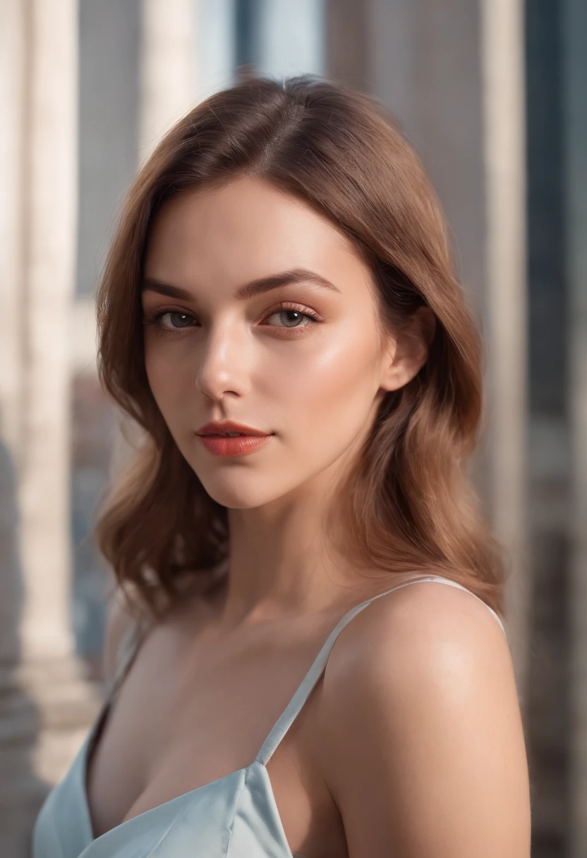 (digital painting: 1.4), Viviansz Une belle femme avec des habits classes, Face au spectateur, standing on a building, Fonds urbain, The Ultimate Masterpiece, very high detail, Realstic, 8k, Consistent posterior