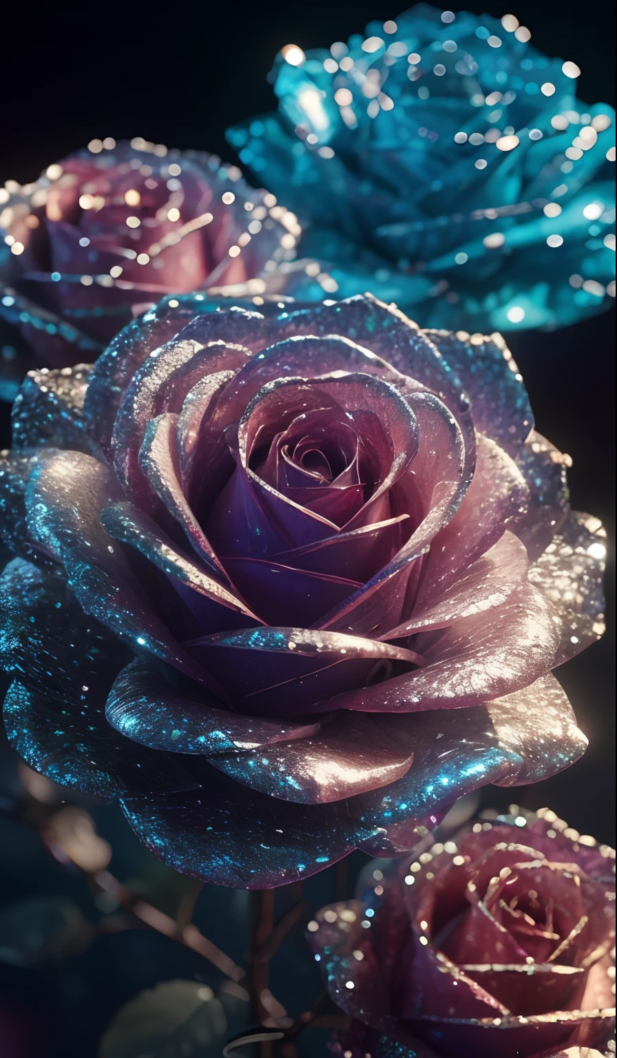 Crystal Rose, Fanciful, intergalactic, cleanness, kirakira, kirakira, Gorgeous, Colorful, amazing photo, dramatic lighting, photorealisim, ultra - detailed, 4K, depth of fields, hight resolution