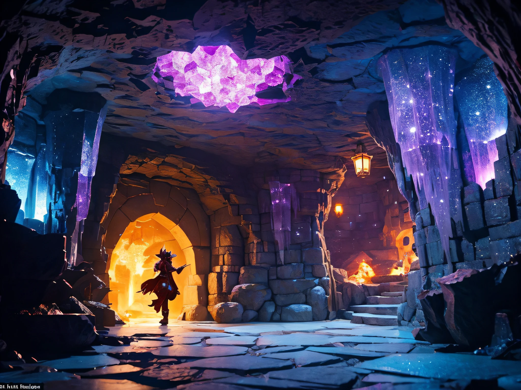 Dragon's Lair: A cavern adorned with shimmering crystals, housing a majestic dragon.