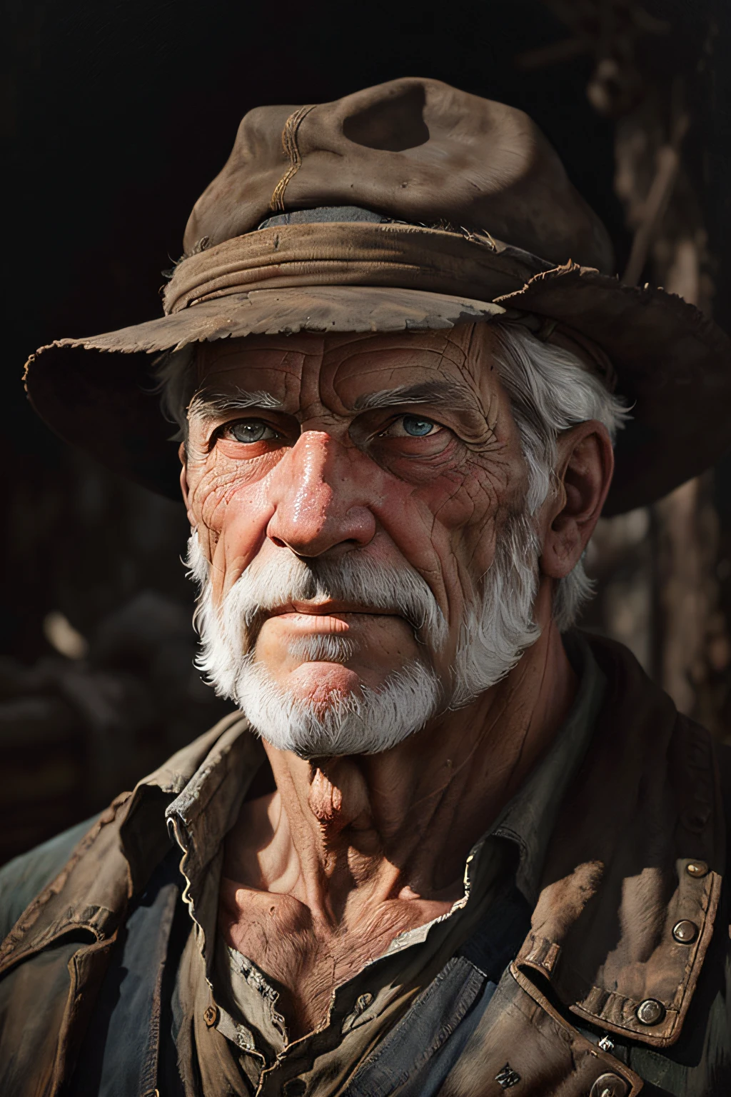 a portrait of an old coal miner in 19th century, beautiful painting with highly detailed face by greg rutkowski and magali villanueve