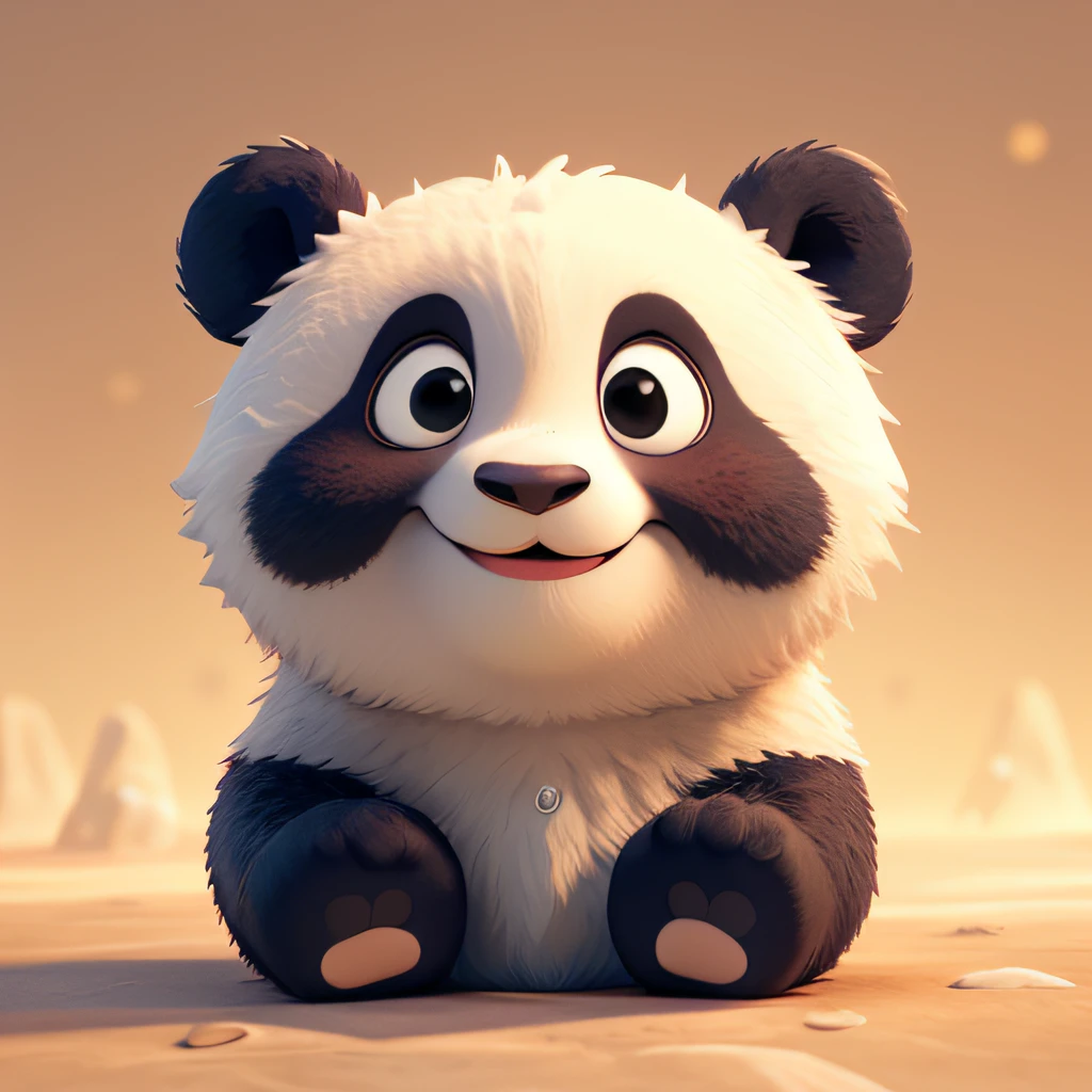  panda，cartoonish style，Furry animals，sleepy-eyed，Lovely，clean backdrop