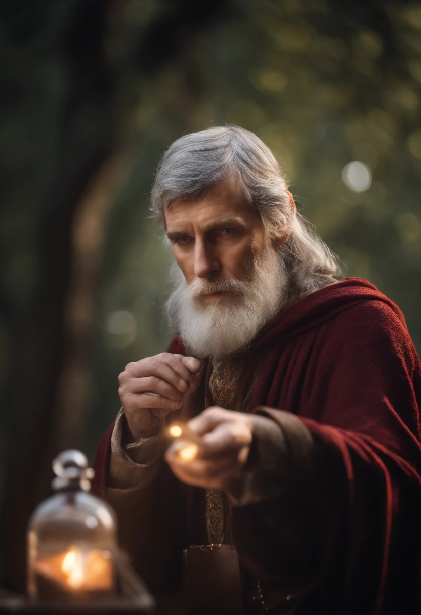Portrait of Merlin doing magic