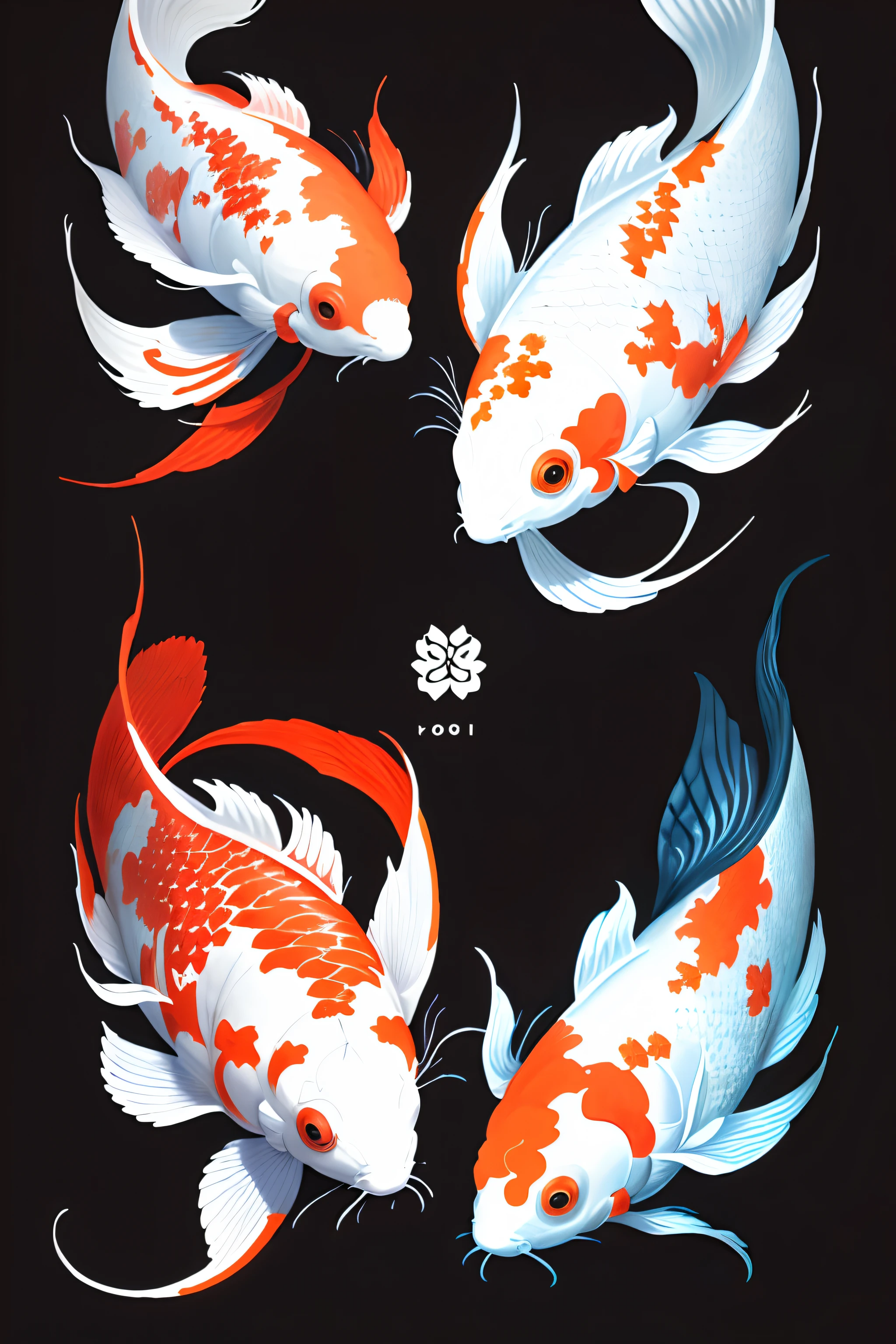 Koi characters, Flip pose, exquisite artwork,Independent