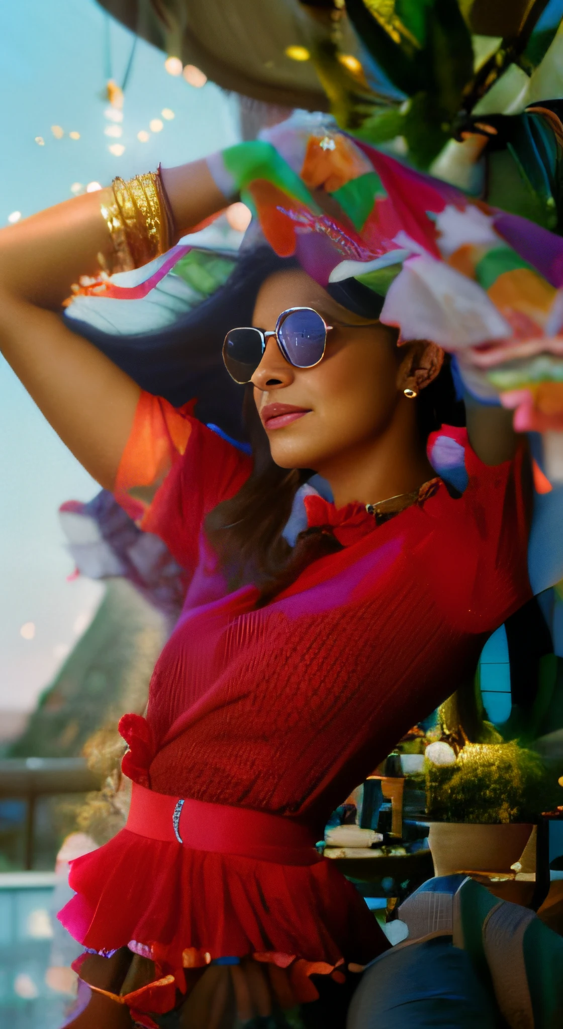 (editorial photograph of a young Indian woman with big breast), karla ortiz, (highly detailed sweet smile) (smile:1:1) (backround 5 star hotel , moody, private study:1.3) POV, by lee jeffries, nikon d850, film stock photograph ,4 kodak portra 400 ,camera f1.6 lens ,rich colors ,hyper realistic ,lifelike texture, dramatic lighting , cinestill 800, realistic, puff sleeve Tie-up detail on back Above knee length in flounce hem Attached Lining Chiffon fabric, actress, karla ortiz, posing!!, candid picture, by Max Dauthendey,