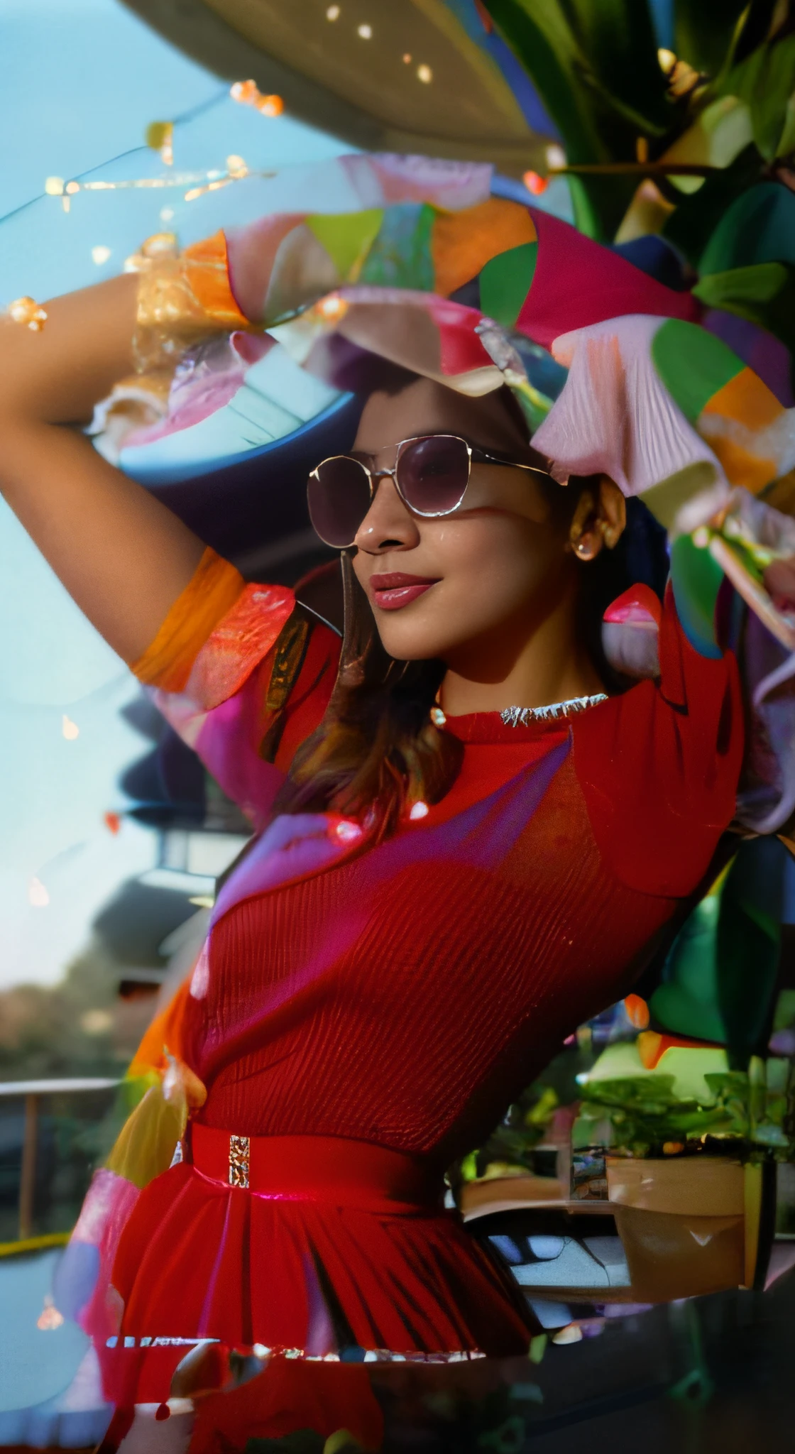 (editorial photograph of a young Indian woman), karla ortiz, (highly detailed sweet smile) (smile:1:1) (backround 5 star hotel , moody, private study:1.3) POV, by lee jeffries, nikon d850, film stock photograph ,4 kodak portra 400 ,camera f1.6 lens ,rich colors ,hyper realistic ,lifelike texture, dramatic lighting , cinestill 800, realistic, puff sleeve Tie-up detail on back Above knee length in flounce hem Attached Lining Chiffon fabric, actress, karla ortiz, posing!!, candid picture, by Max Dauthendey,