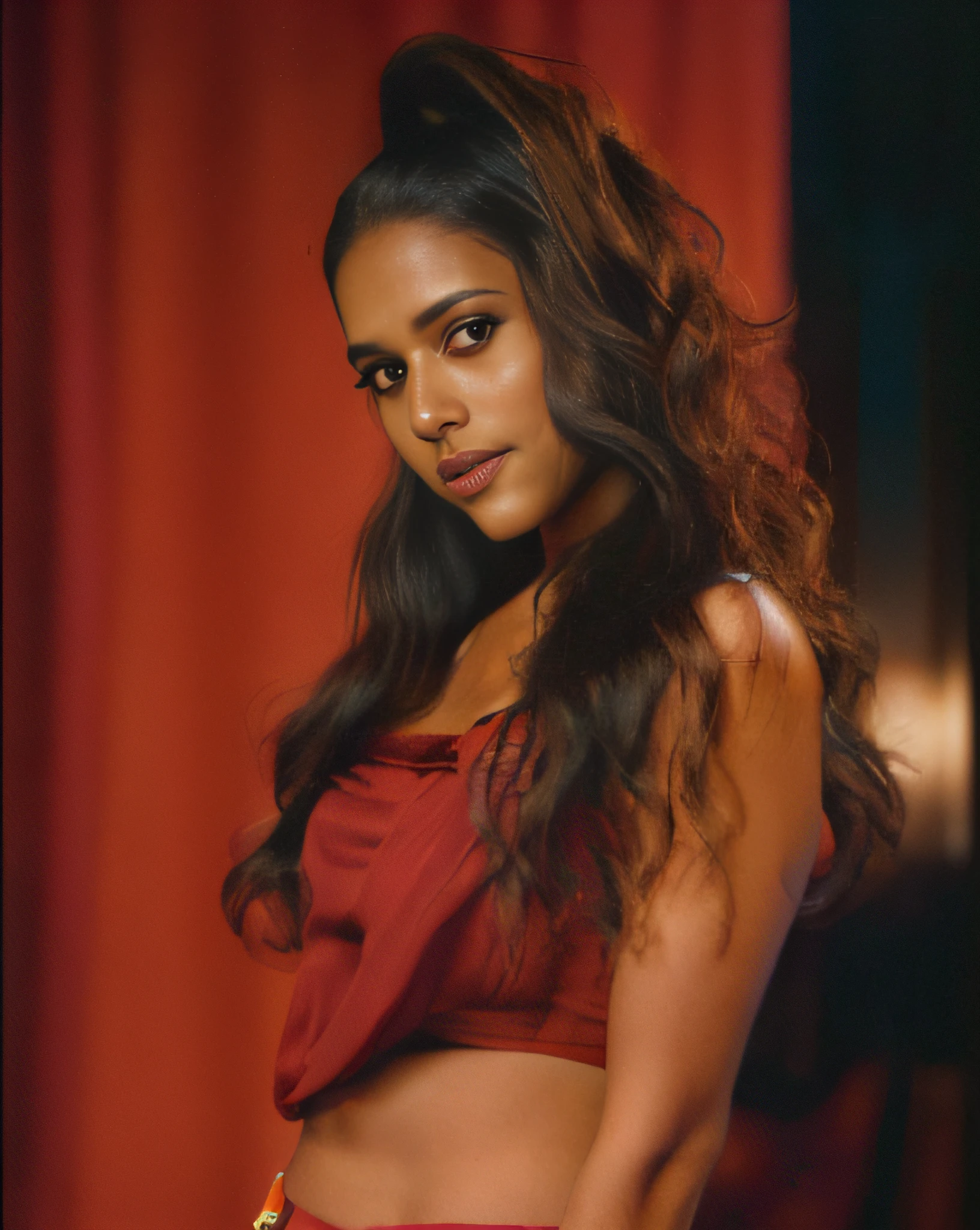 (editorial photograph of a young Indian woman), karla ortiz, (highly detailed face:1.4) (smile:0.7) (backround 5 star hotel , moody, private study:1.3) POV, by lee jeffries, nikon d850, film stock photograph ,4 kodak portra 400 ,camera f1.6 lens ,rich colors ,hyper realistic ,lifelike texture, dramatic lighting , cinestill 800, realistic, puff sleeve Tie-up detail on back Above knee length in flounce hem Attached Lining Chiffon fabric, actress, karla ortiz, posing!!, candid picture, by Max Dauthendey,