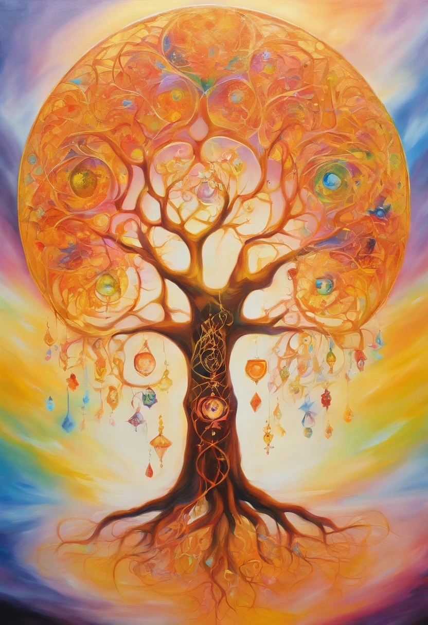 Contemporary acrylic paintings, high-end acrylic painting, modern transitional style, golden ratio, sacred geometry Kabbalah tree of life chakra crystals
