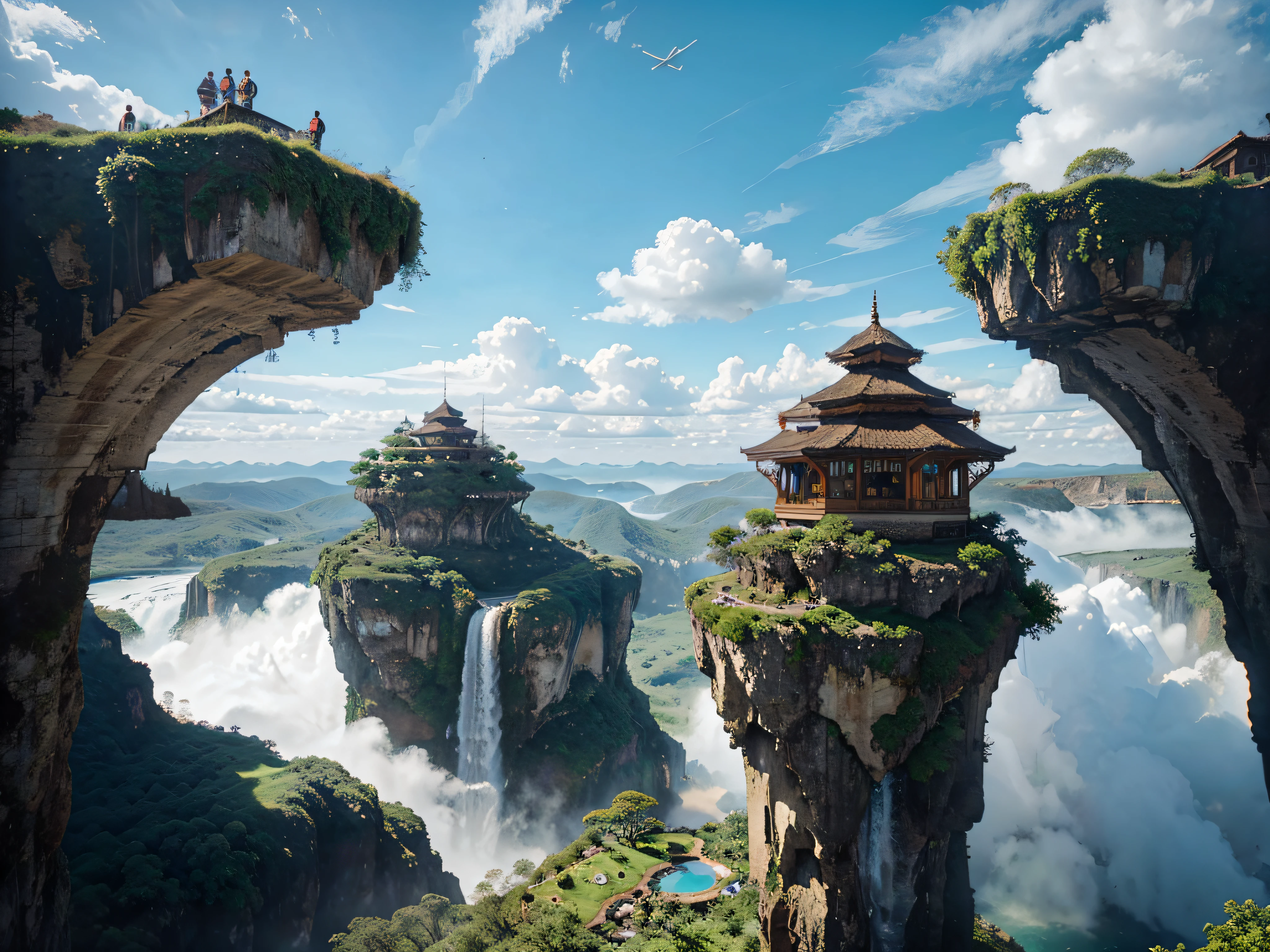 Floating Islands: Islands suspended in the sky, connected by intricate bridges and waterfalls.