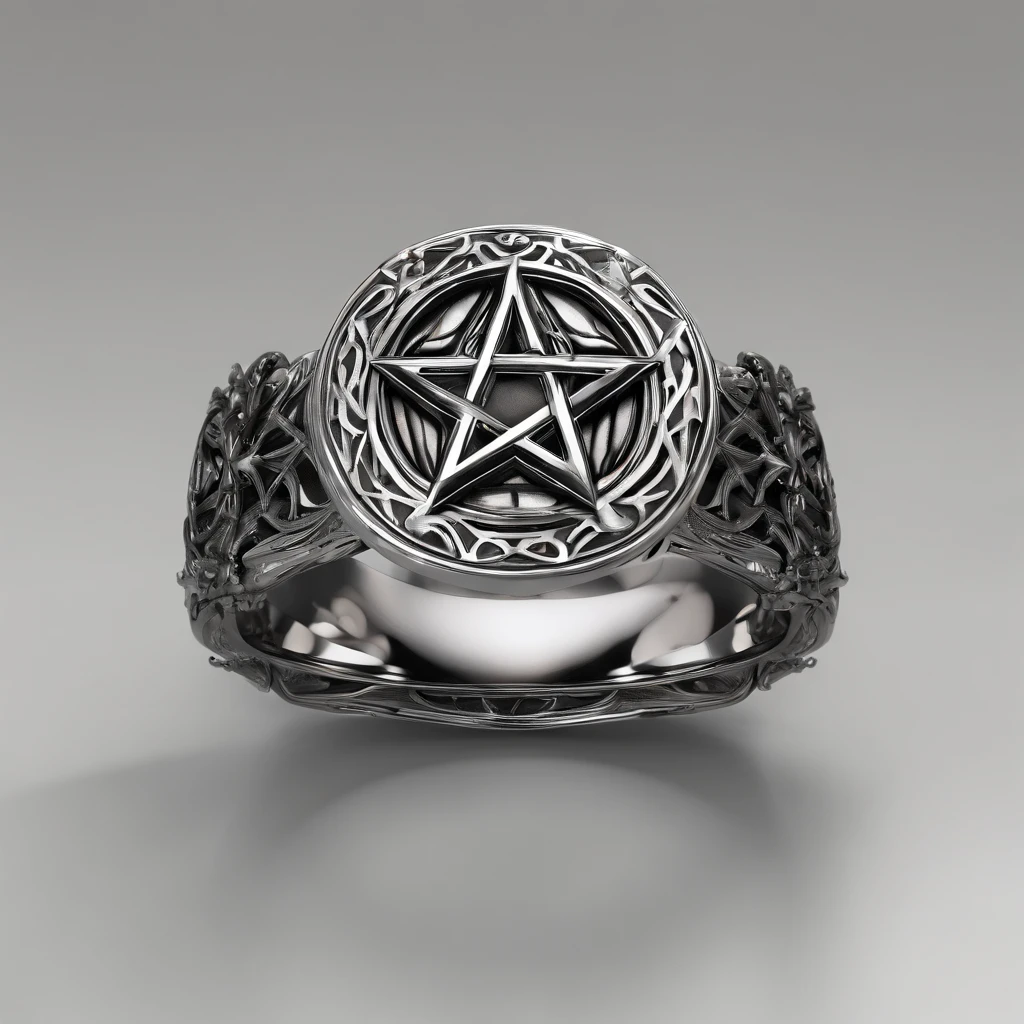 (Ring art design,Pentagram pattern,Simple jewelry design,Art Nouveau,dynamic art,Contemporary art:1.45),(Berlin black iron jewelry in Victorian Gothic style,Hollow plant shape metal carving,Gold products,Handmade,Romantic engagement rings,The center is inlaid with a five-pointed star gold pattern. Add a feminine touch to your designs,The image has a softness, Fantastical Atmosphere,Available for Facebook Ring Ads:1.2),