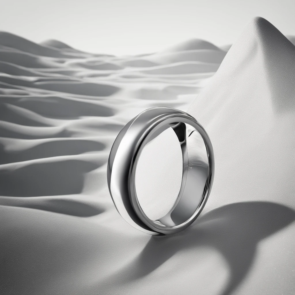 ((Ring design concept art)),silver ring,(Ring concept blueprint),((Wavy rings)),Engraved with a five-pointed star,Natural sunlight,Shining Effect