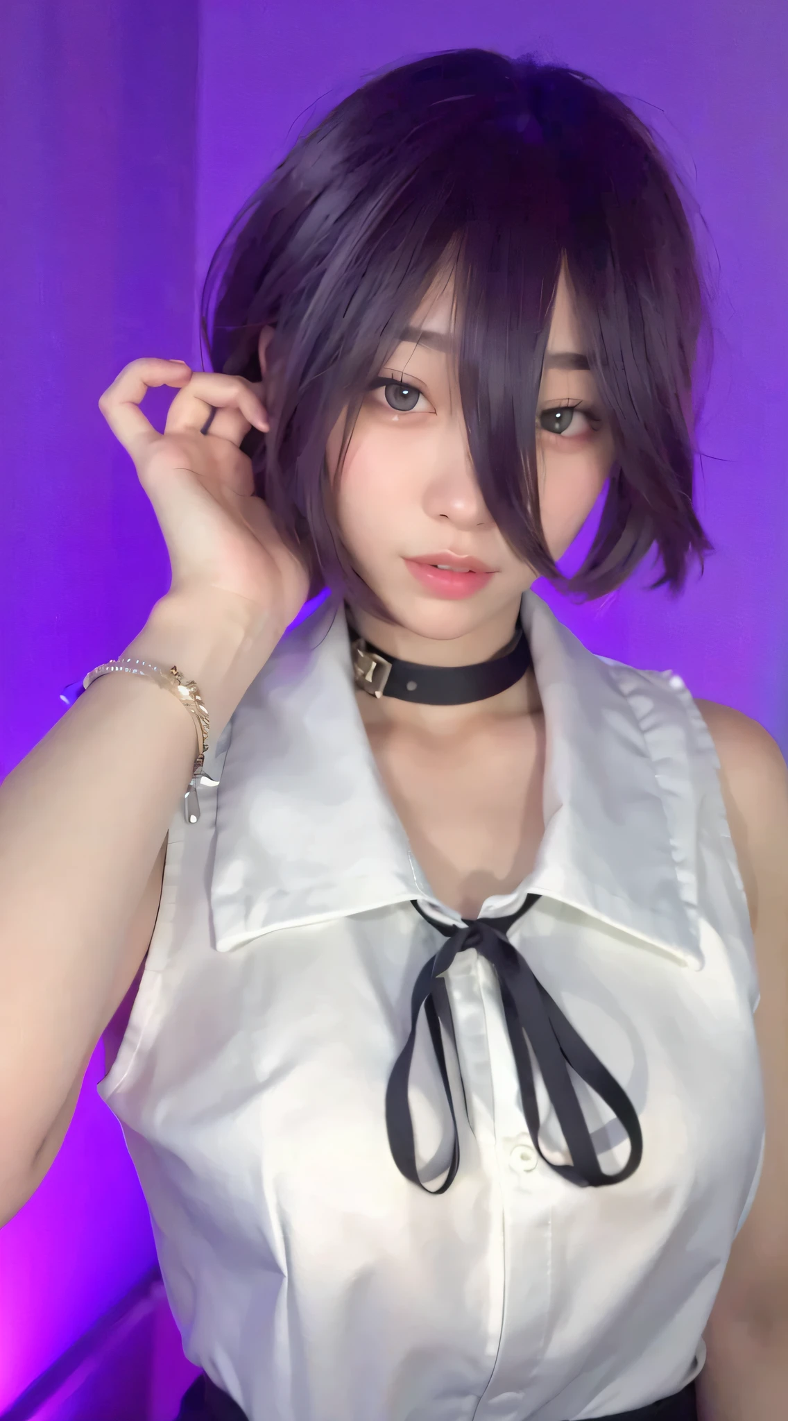 1girl, Tokyo street,night, cityscape,city lights,upper body,close-up,smile,, (8k, RAW photo, best quality, masterpiece:1.2),(realistic, photo-realistic:1.37), big boobs