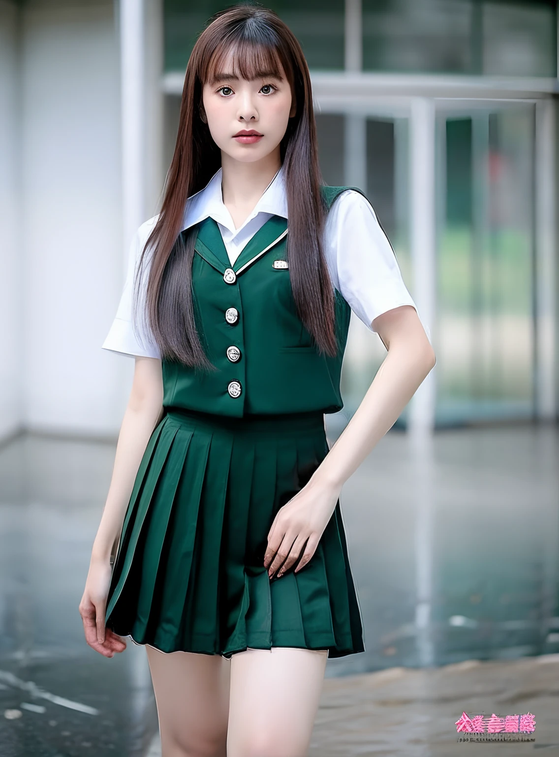 Girl school photo green dress best sale