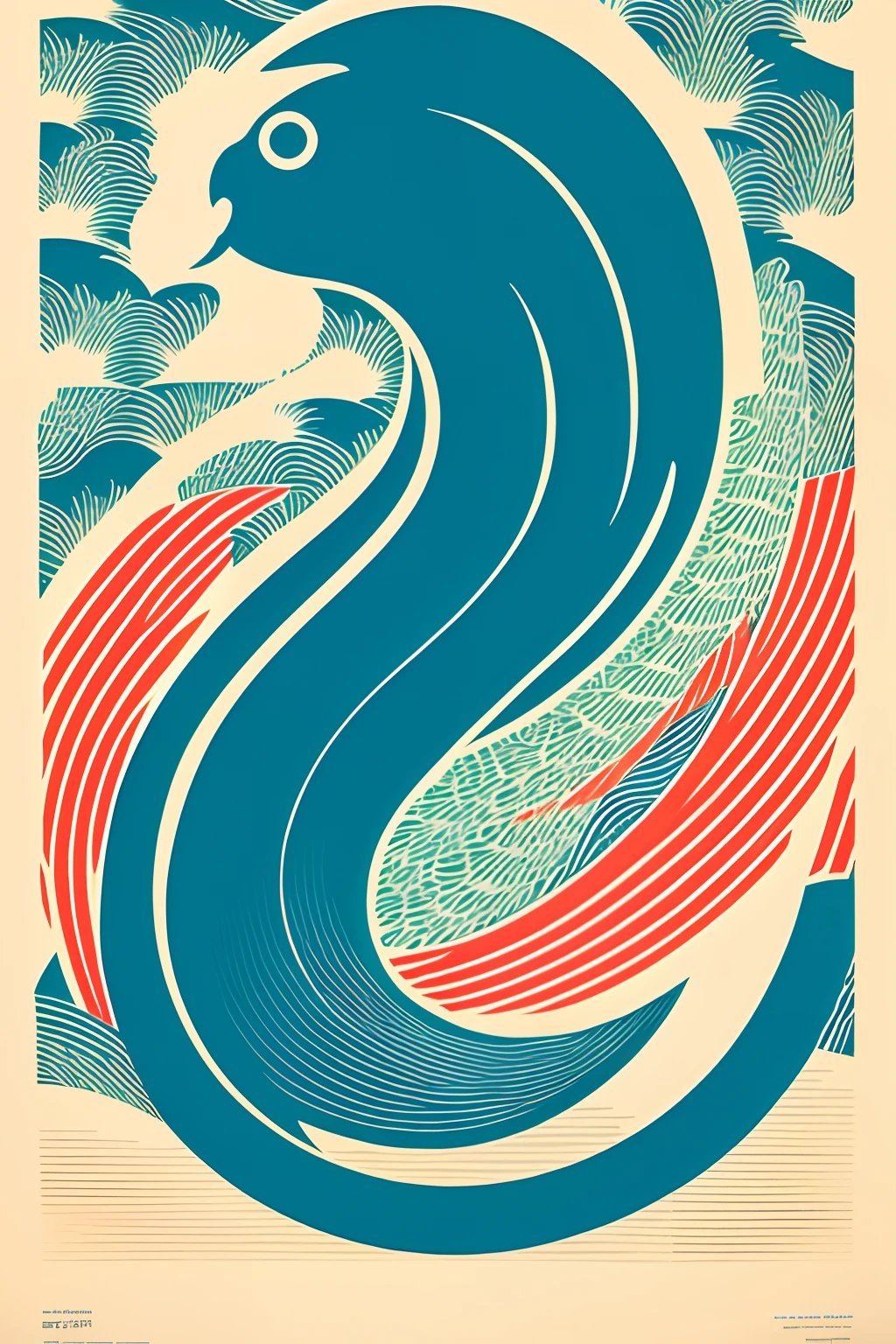 Carp, meaning of breakthrough, exquisite poster design, minimalist style, Ukiyoe