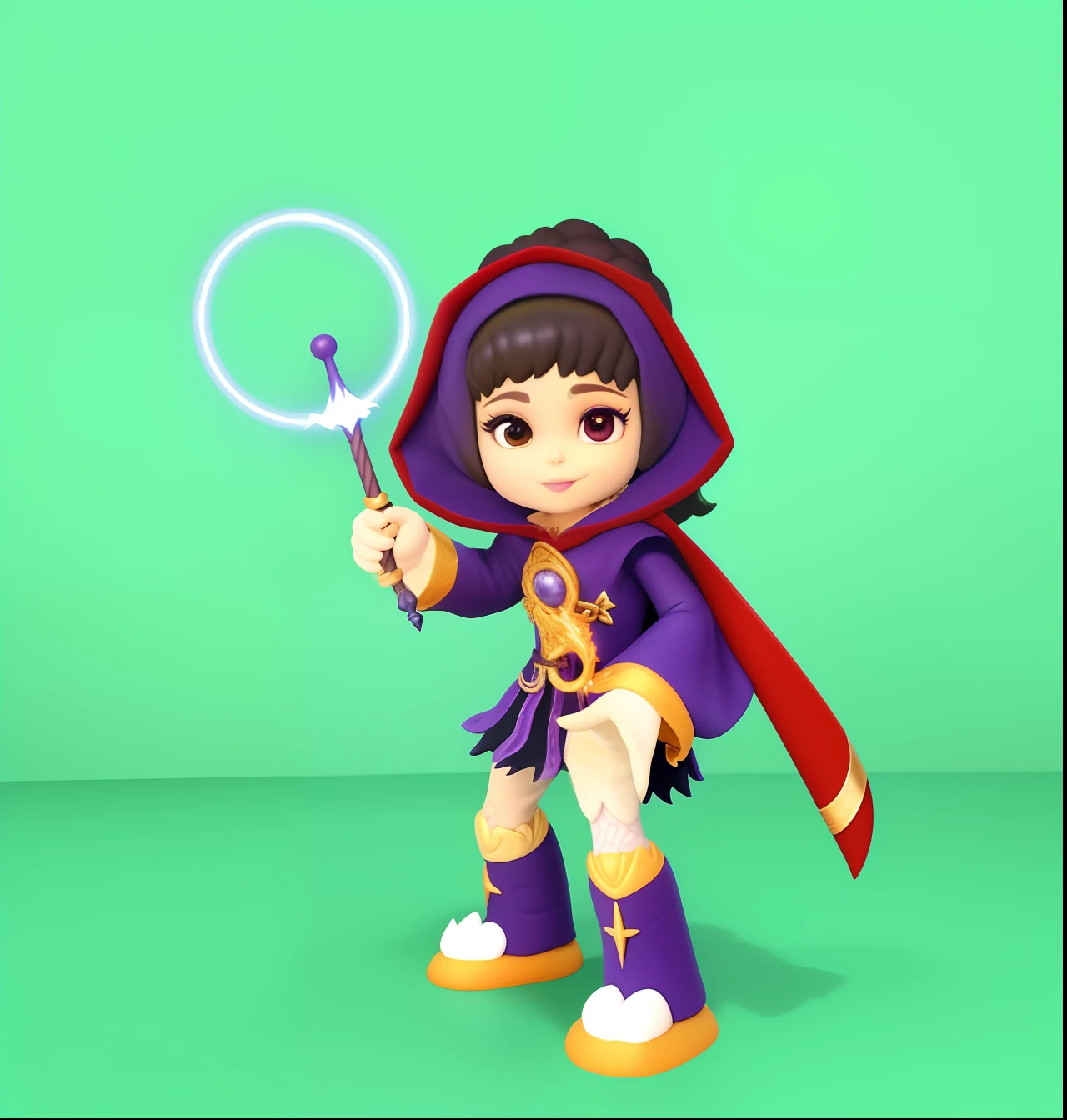 um close up de um personagem de desenho animado segurando uma varinha, uma jovem bruxa, epic mage girl character, jovem bruxo, little girl with magical powers, maya ali as a lightning mage, holding a magic staff, bruxa feminina, an arcane wizard casting a spell, wielding a magic staff, spell casting wizard, jovem mago meio elfo, sorcerer magic witch