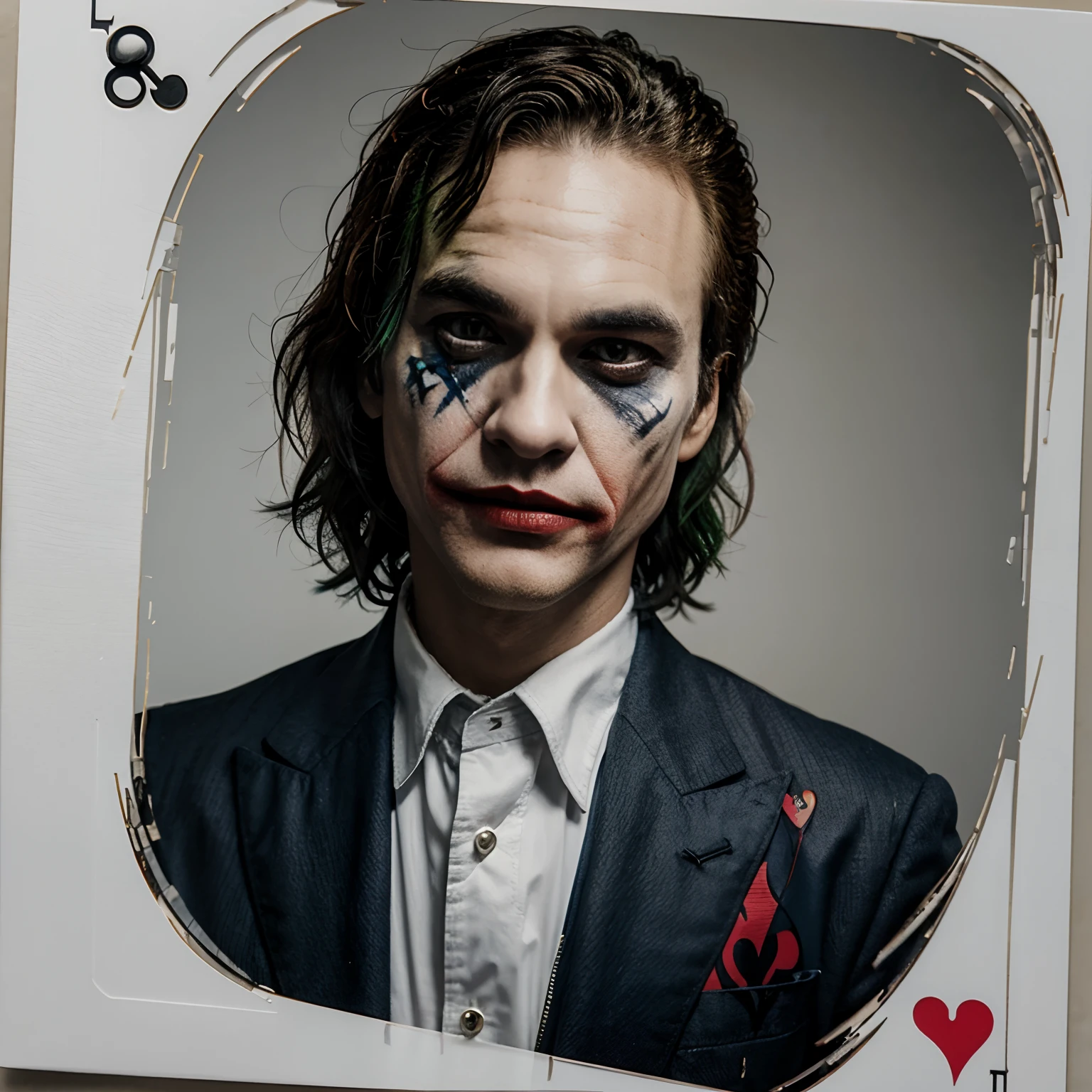 <lora:INSPHOT2:0.6>, Instantphoto, (mug shot:1.4, A Joker\(Joker 2019\)), solo, natural skin texture, scribbled curls, Camisole, looking at viewer, batman tattoo, creepy smile, realistic photo, horror, absurd, vibrant details, finely detailed, wide angle, masterpiece, best quality