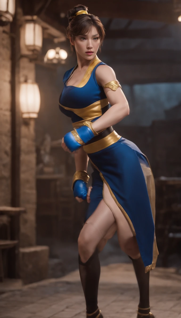 A obra-prima de Street Fighter de Chun Li, CG, Cintura de homenzinho, long leg proportions, long eyeslashes, determinado, Botas brancas de cano alto, Melhor luz e sombra, Back up the view, Estilo Capcom, Ultra HD | |, 8k, pele real, Every Body is Water, Chun Li's characteristic movement, black tights, olhos grandes lacrimejantes, ponte do nariz alto, Lowercase mouth, Grande de mama, Largura Inguin, Chun Li's Classic Costume, cozinhado, 30 anos, corpo inteiroesbian, Splashes around, Chutes, Nas ruas de Shibuya, Tokyo Raj