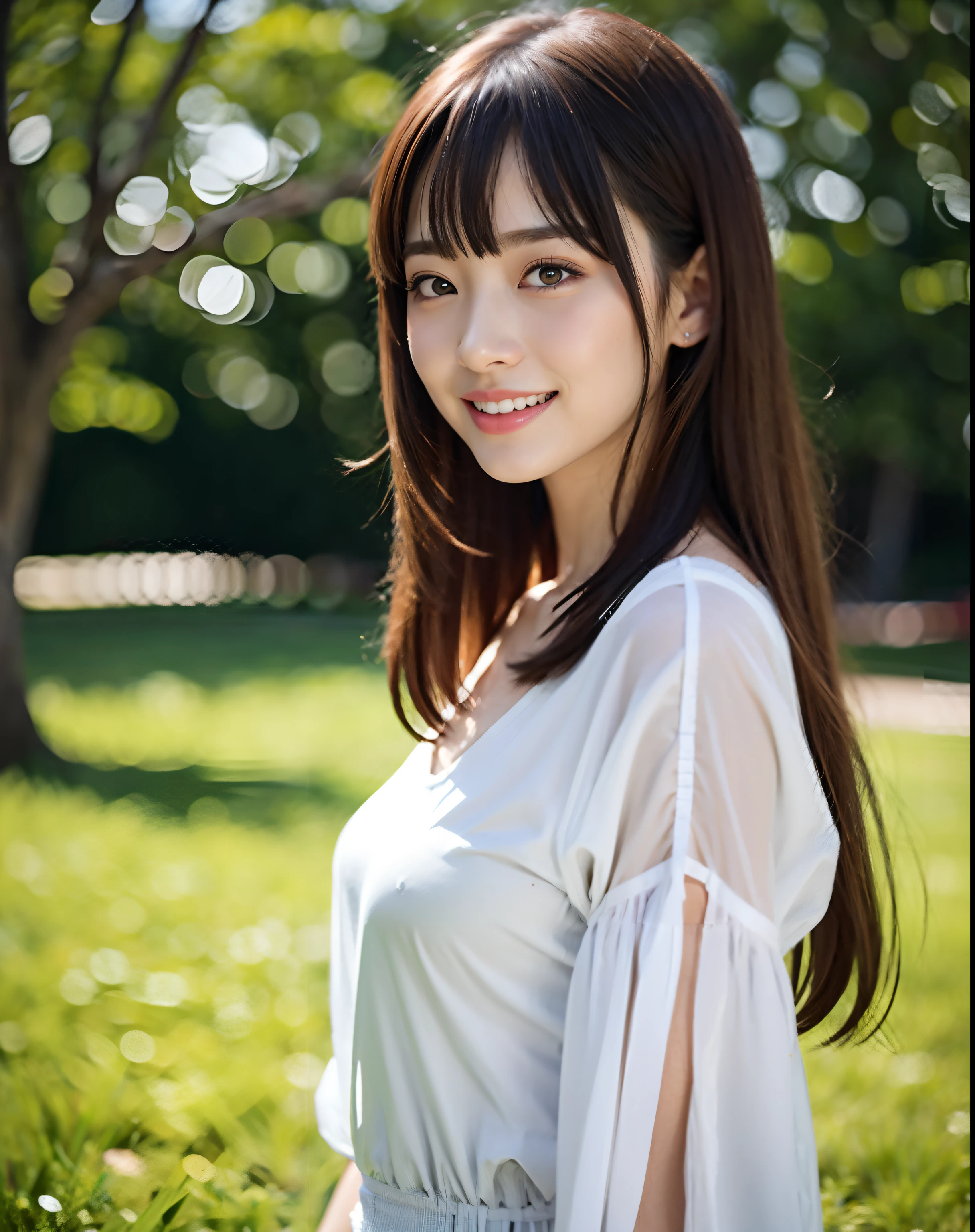 Arafed asian woman in white shirt posing for a picture - SeaArt AI