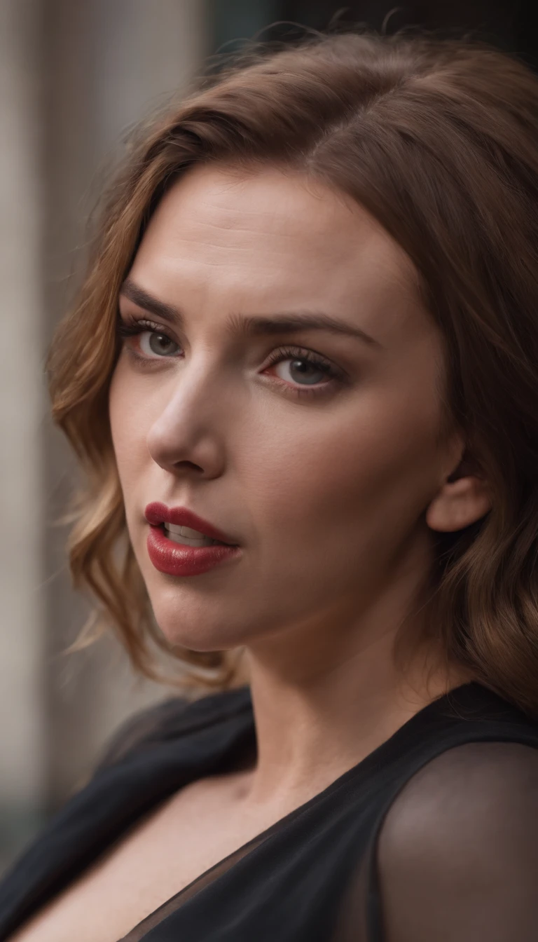 Scarlett Johansson Solindo,Full body like, Rocco black , open mouth , angry , moans