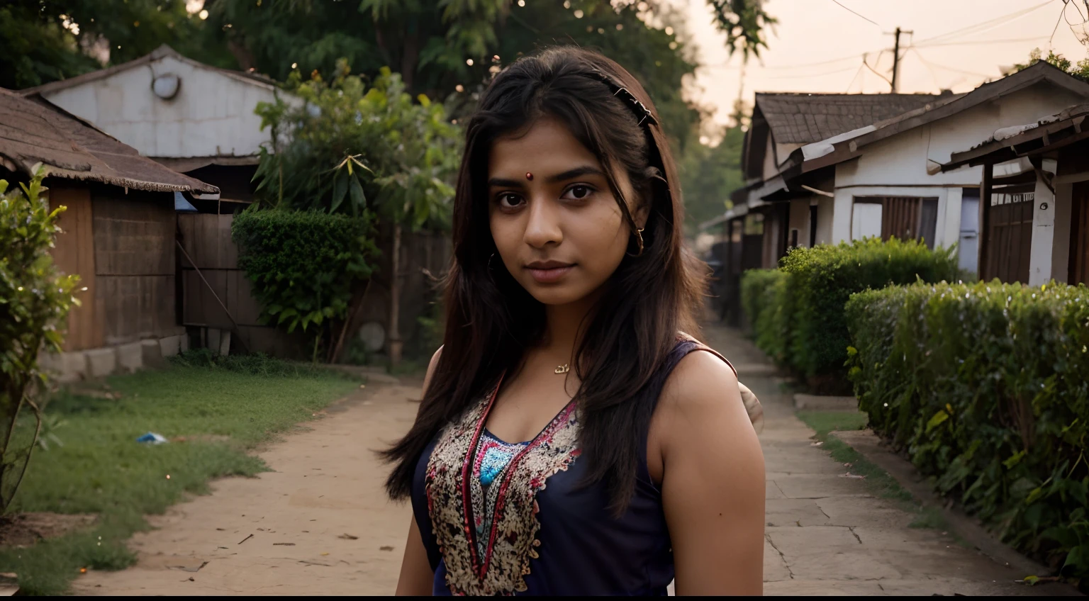 30 years aged dusky village Indian girl, looking at the camera,cute,smart, realistic,8k hyper relastic, full photo,full dress