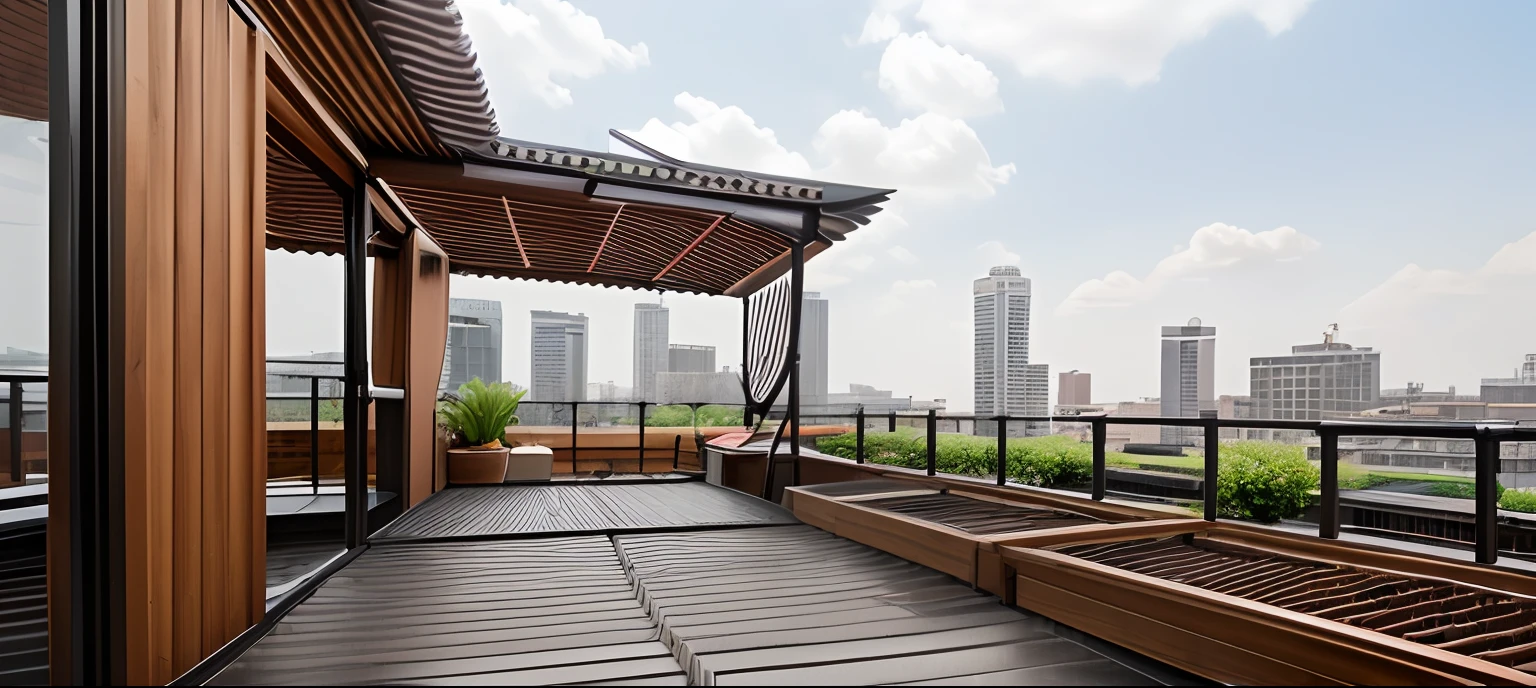 RAW photo, Masterpiece, high quality, best quality, authentic, super detail,(rooftop:1.3), apartment balcony, city view, (meditation space:1.3), zen garden, (retractable roof pergola:1.6), (wood:1.3), (stone wall:1.1), iron railing, (zen path:1.4), vegetable patch, day ight, 8k uhd, dslr, soft lighting, high quality, photography shot with Leica CL with Leica Summilux-TL 35mm f-1.4 ASPH