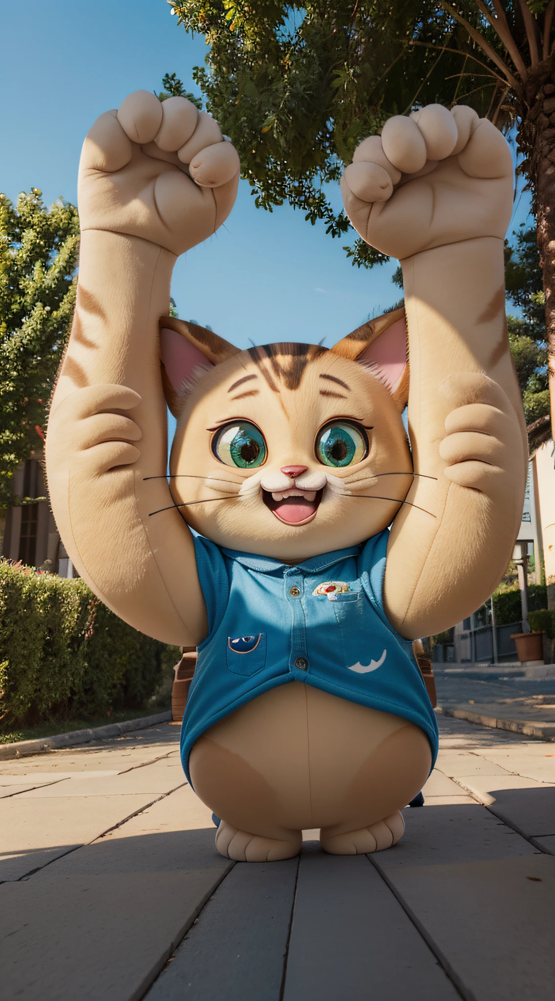 (Masterpiece, Best quality), Cat image, largeeyes,Cartoony, grin face,Three-dimensional style, Flat cute cute version, adolable, ,freshen,Corporate animation,IP image,youthfulenergy,rays of sunshine,3Drenderingof