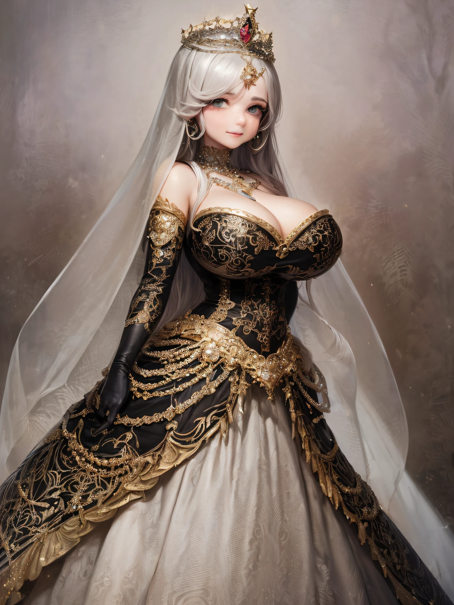 ((anime artstyle)),(Masterpiece),(Best Quality), (Super Detail),(Highly Detailed CG Unity 8k wallpaper),((Very Delicate and Beautiful)),1 lady,((full body portrait)),((standing in garden)),((solo)),(((1 princess in gorgeous embroidery and jeweled extremely gorgeous rococo princess ballgown with voluminous full length hoop skirt))),(((huge crinoline hoopskirt))),long train,((gorgeous embroidery and jeweled)),voluminous frills,See-through,(((extremely gigantic tits,skindentation))),cleavage,((absurdly Long Straight Hair,extremely voluminous Straight long Hair,absurdly Long Straight Hair)),(finely detailed face and eyes),((seductive smile,embarrassed)),clear pupil,extremely gorgeousfull hair ornament,(bling-bling jeweled extremely gorgeousfull tiara),((bling-bling gorgeous gemstone jewelry)),gorgeous long veil,((ultra long gloves)),(beautiful background),(full body),((gorgeous embroidery and jeweled extremely gorgeous rococo princess ballgown with voluminous full length hoop skirt))